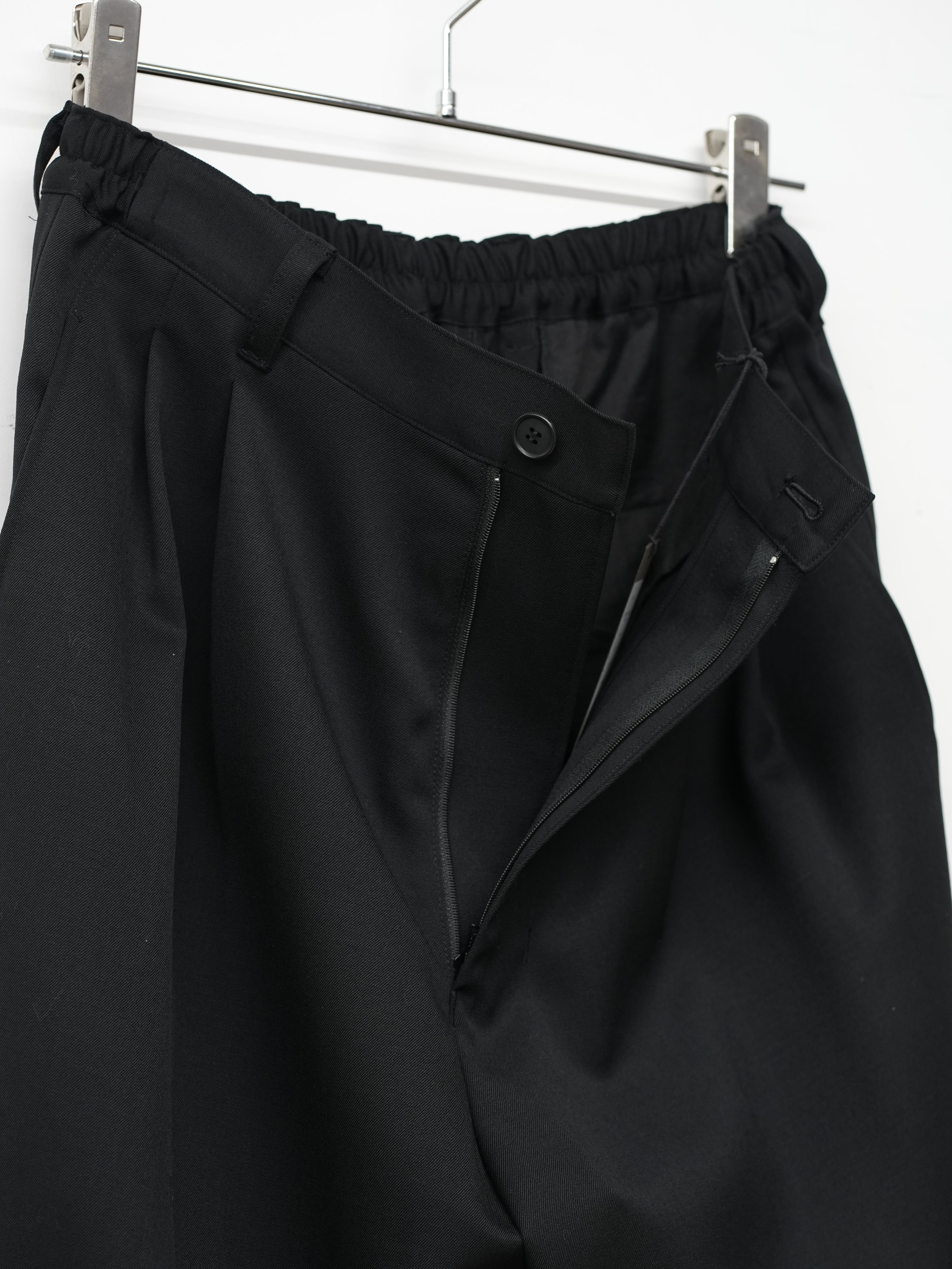 WOOL GABARDINE WIDE EASY TROUSERS