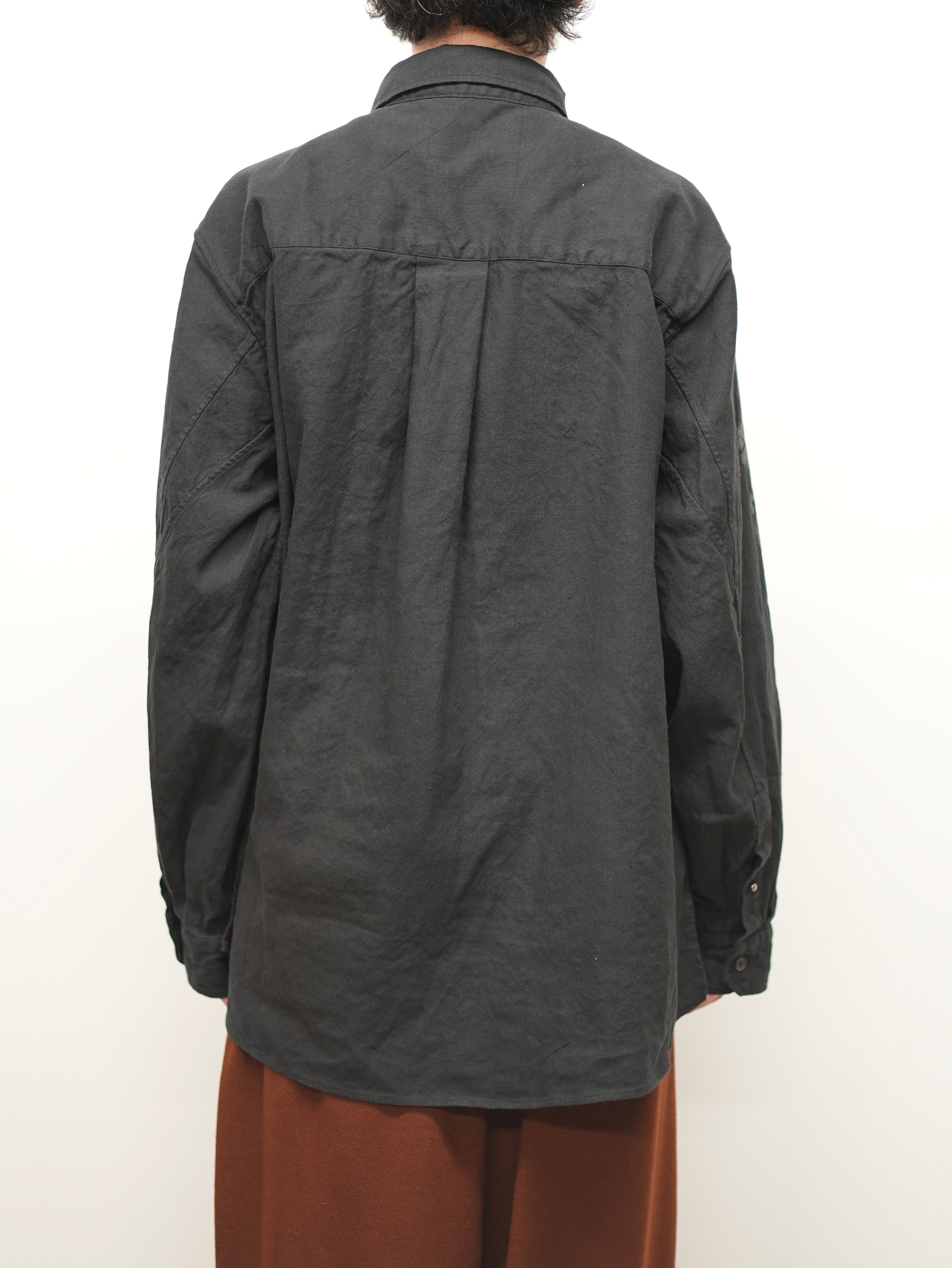 L/C NEP FLOWER EMBROIDERY OVER SHIRT(BLACK)