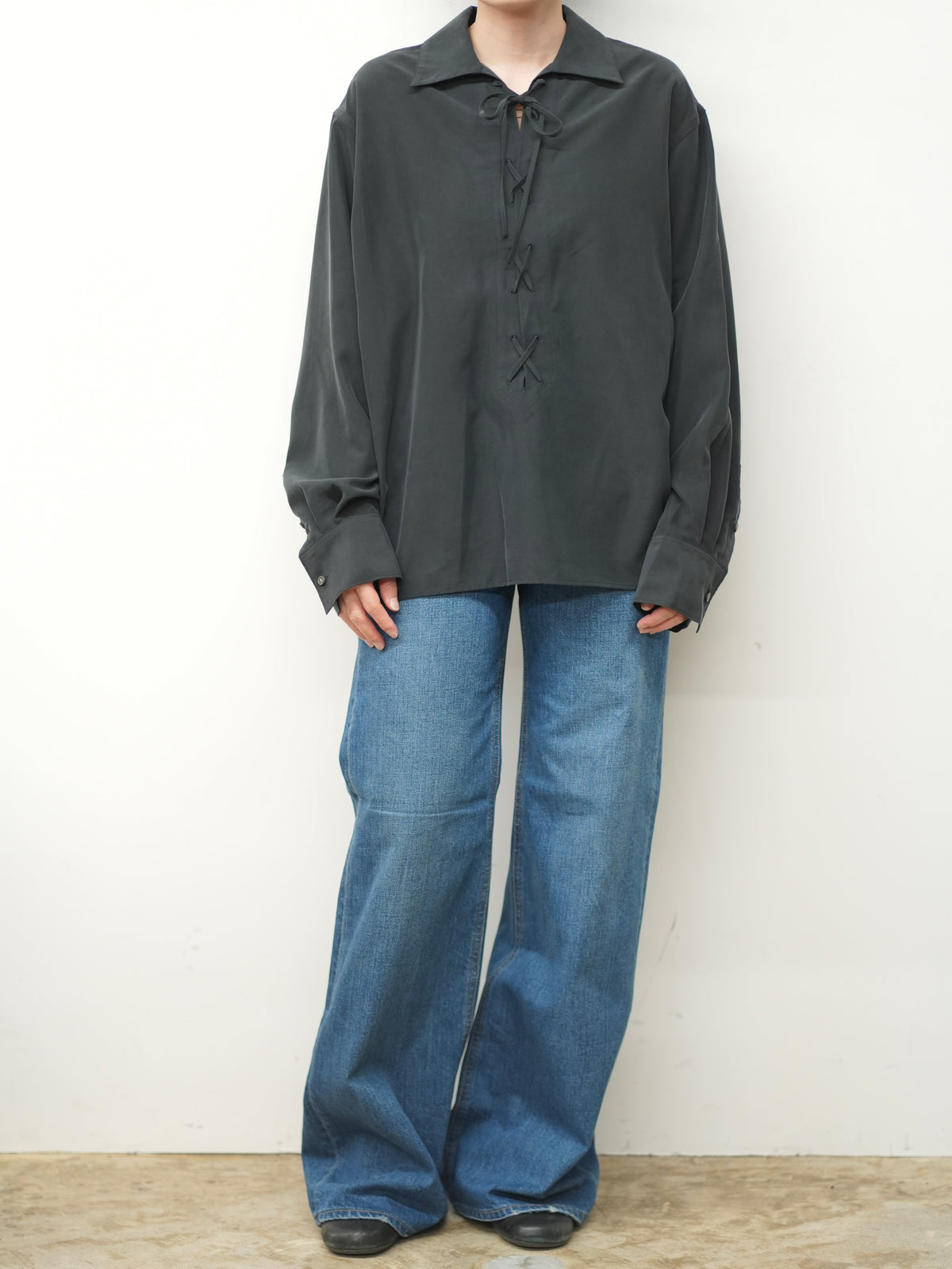 Lace-Up Viscose Shirt