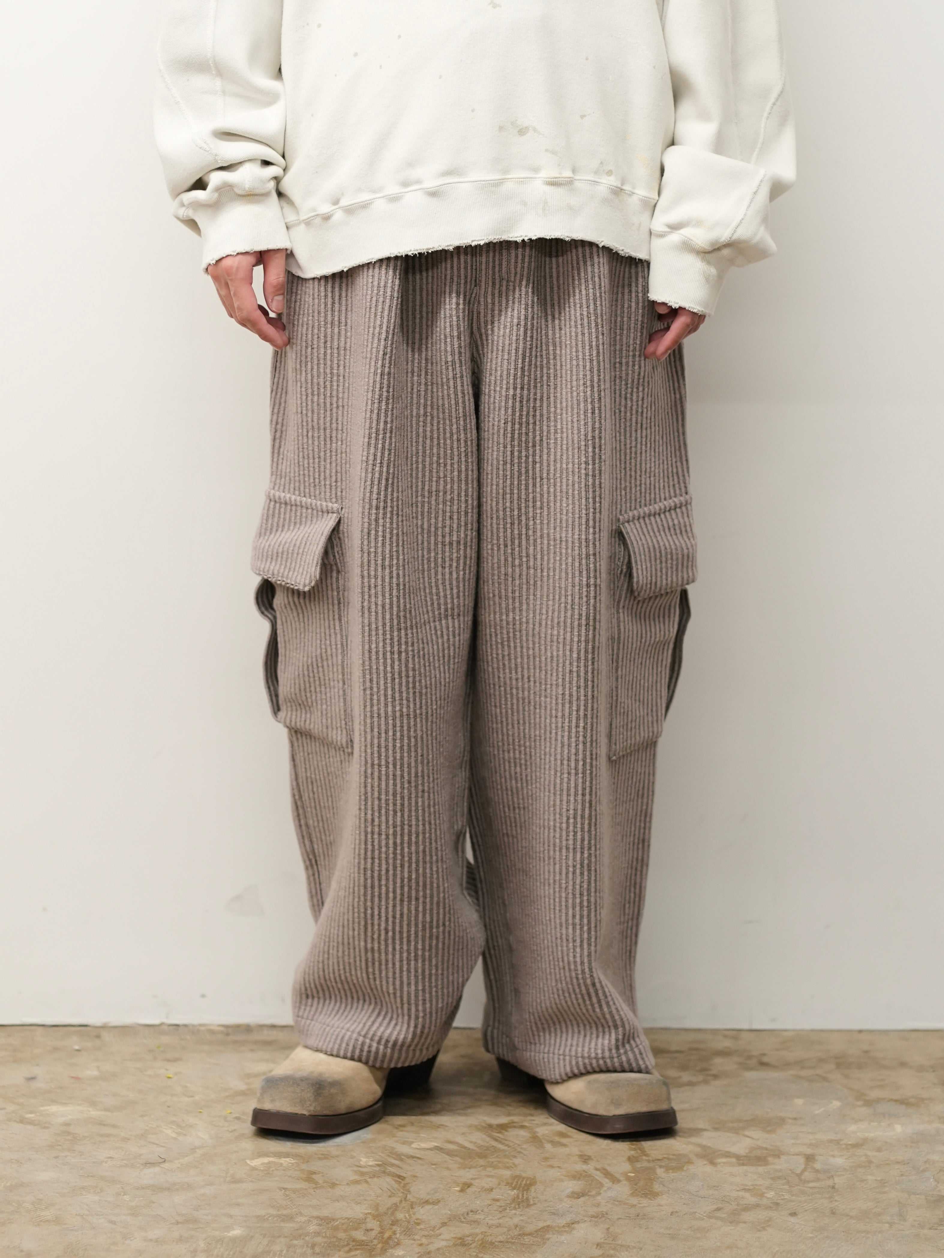 WOOL CORDUROY CARGO SLACKS(SAND)