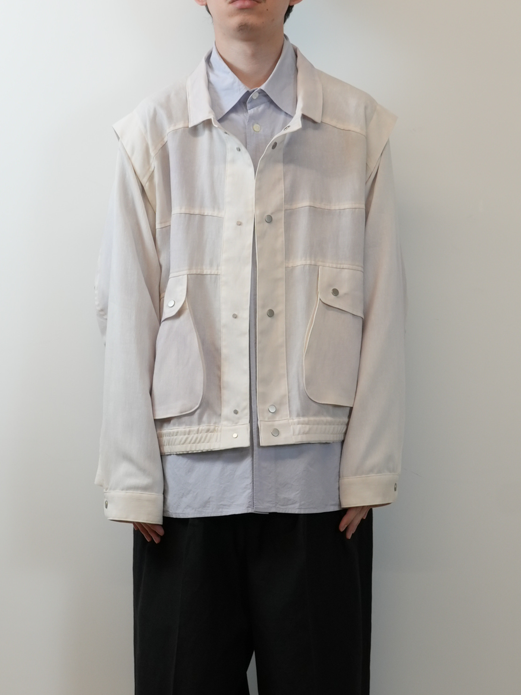 MELANGE SNAP BLOUSON(WHITE)