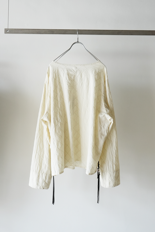 India Fabric Overdyed Smock Shirt(OFF WHITE)