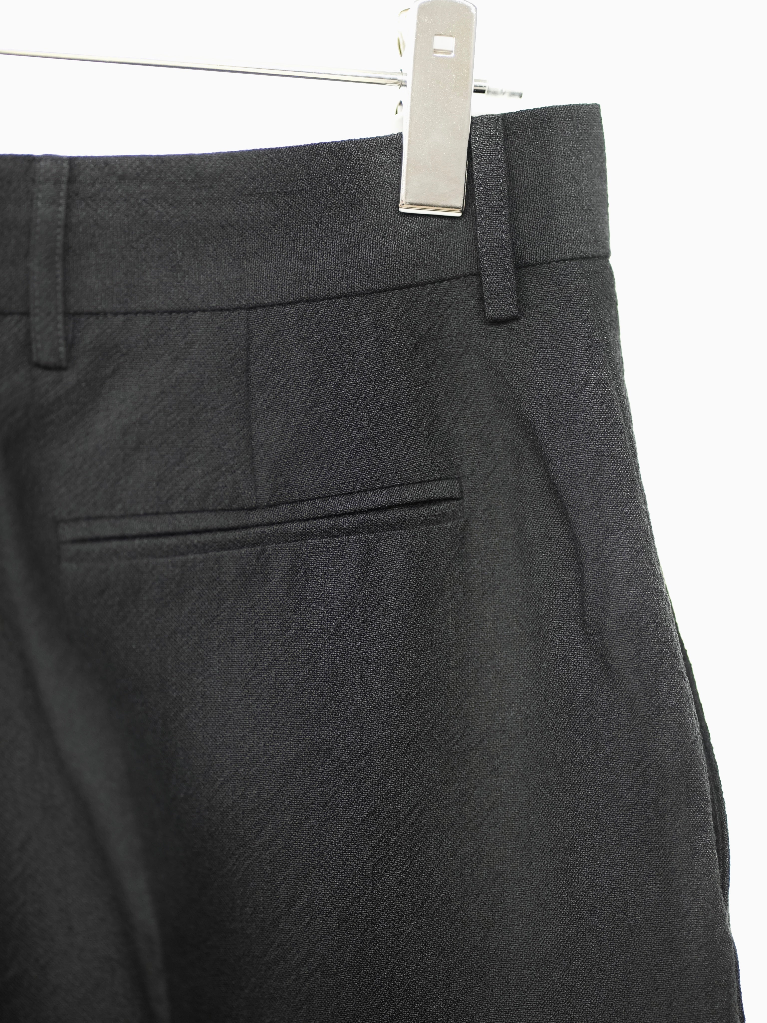 DOUBLE PLEATED WIDE TROUSERS(Black)