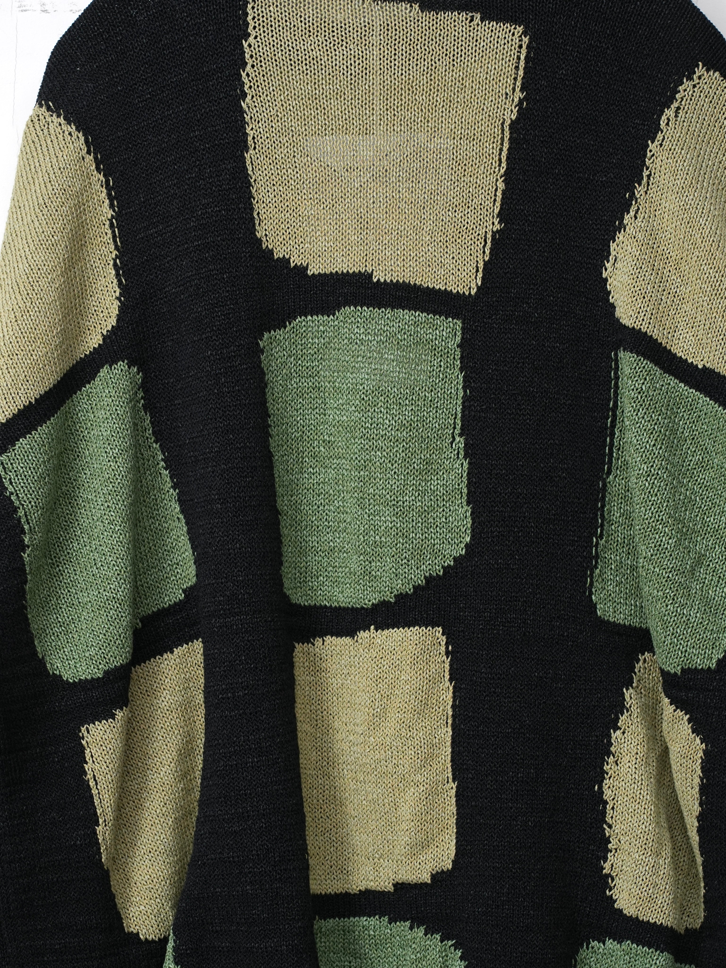 WASHI PAPER PATCHWORK SWEATER(Black with Sauge/ Light khaki patch)