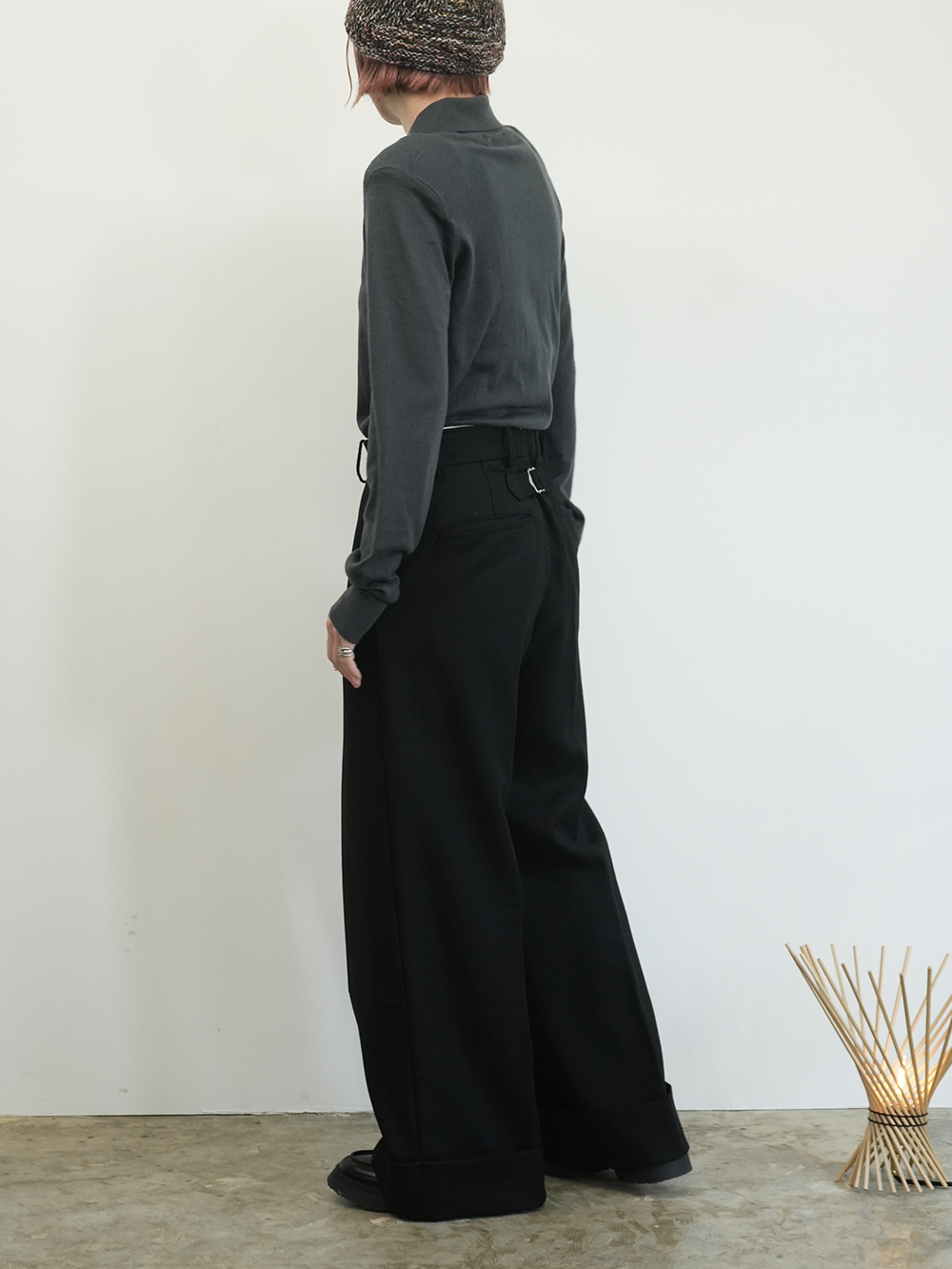 SILK CASHMERE PADDED ZIP PULLOVER KNIT (GRAY)