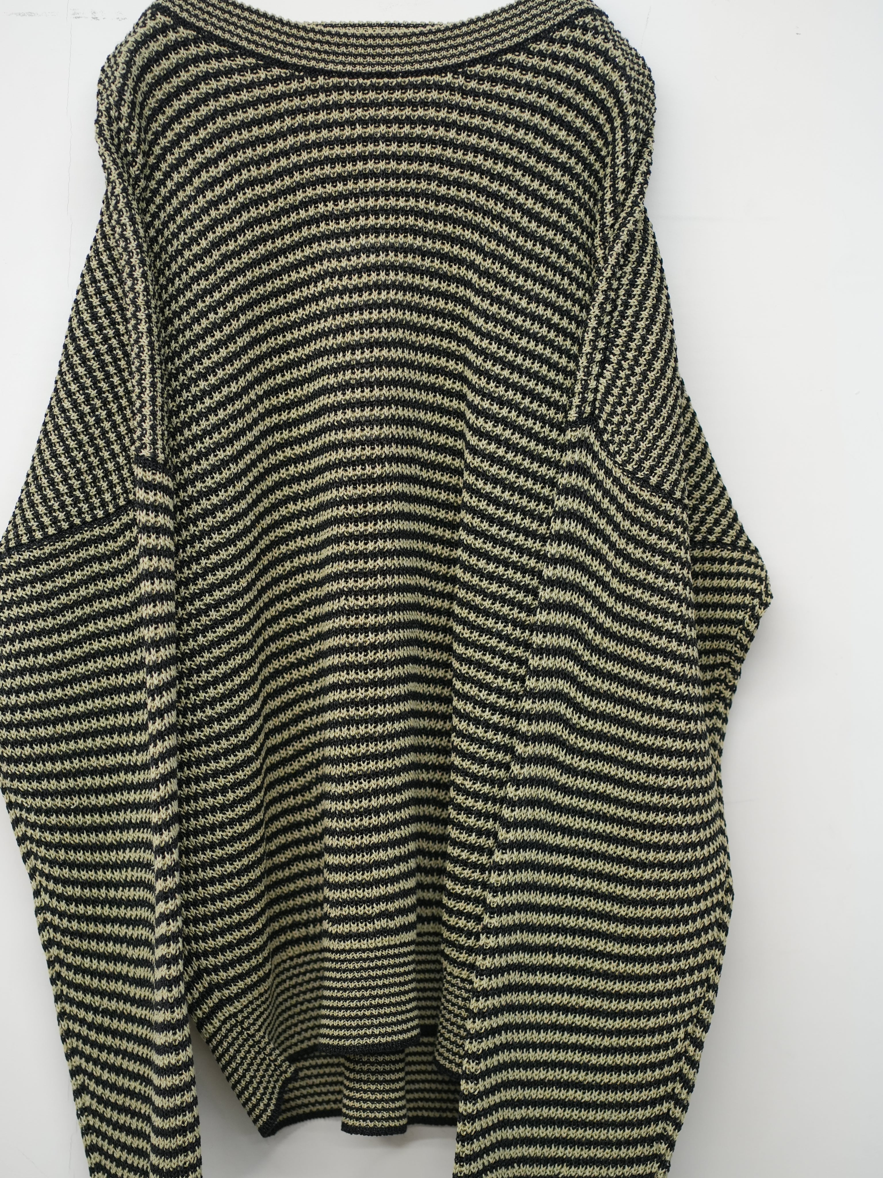 WASHI PAPER STRIPED SWEATER(Black/Light Khaki stripes)