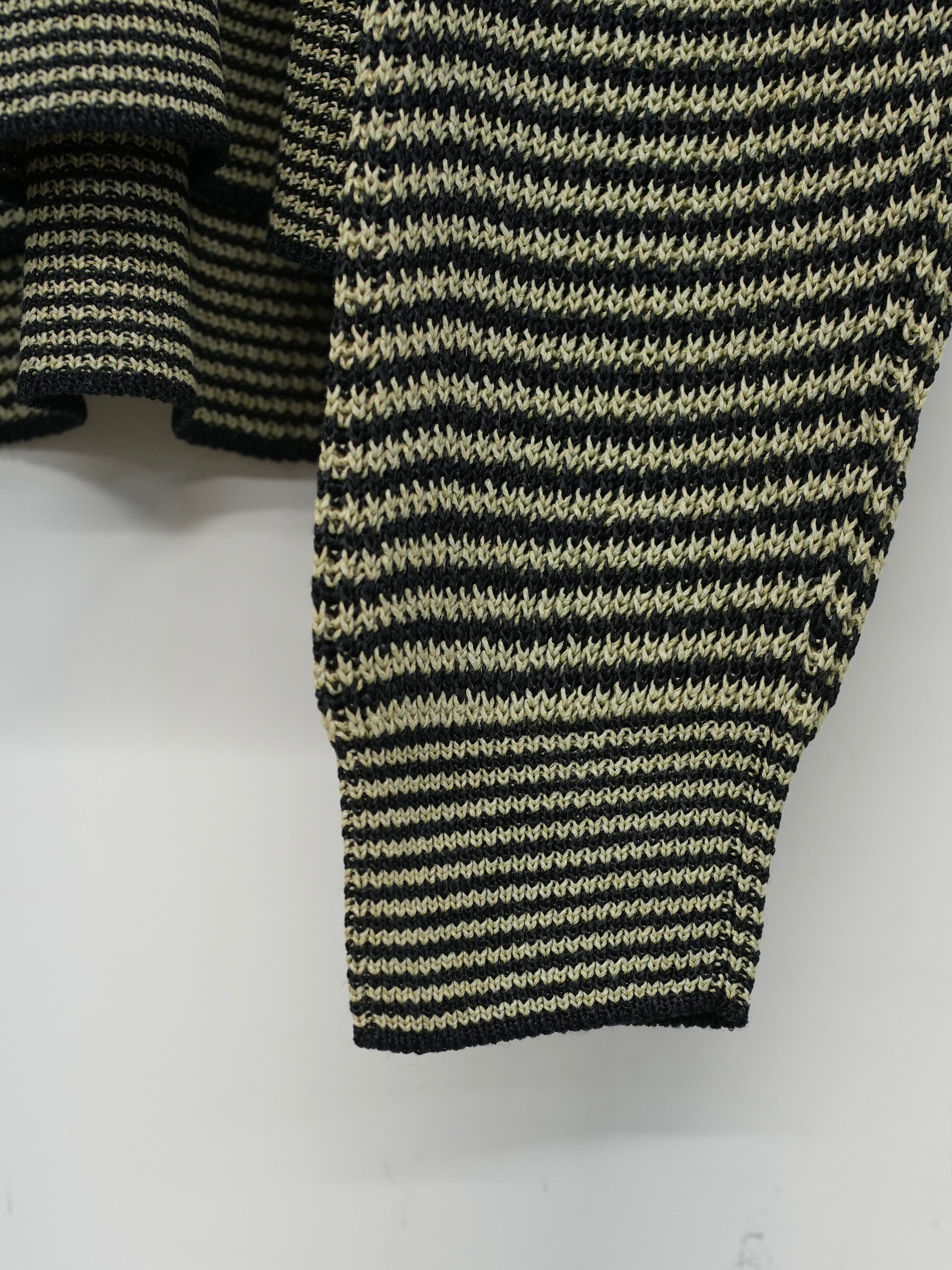 WASHI PAPER STRIPED SWEATER(Black/Light Khaki stripes)
