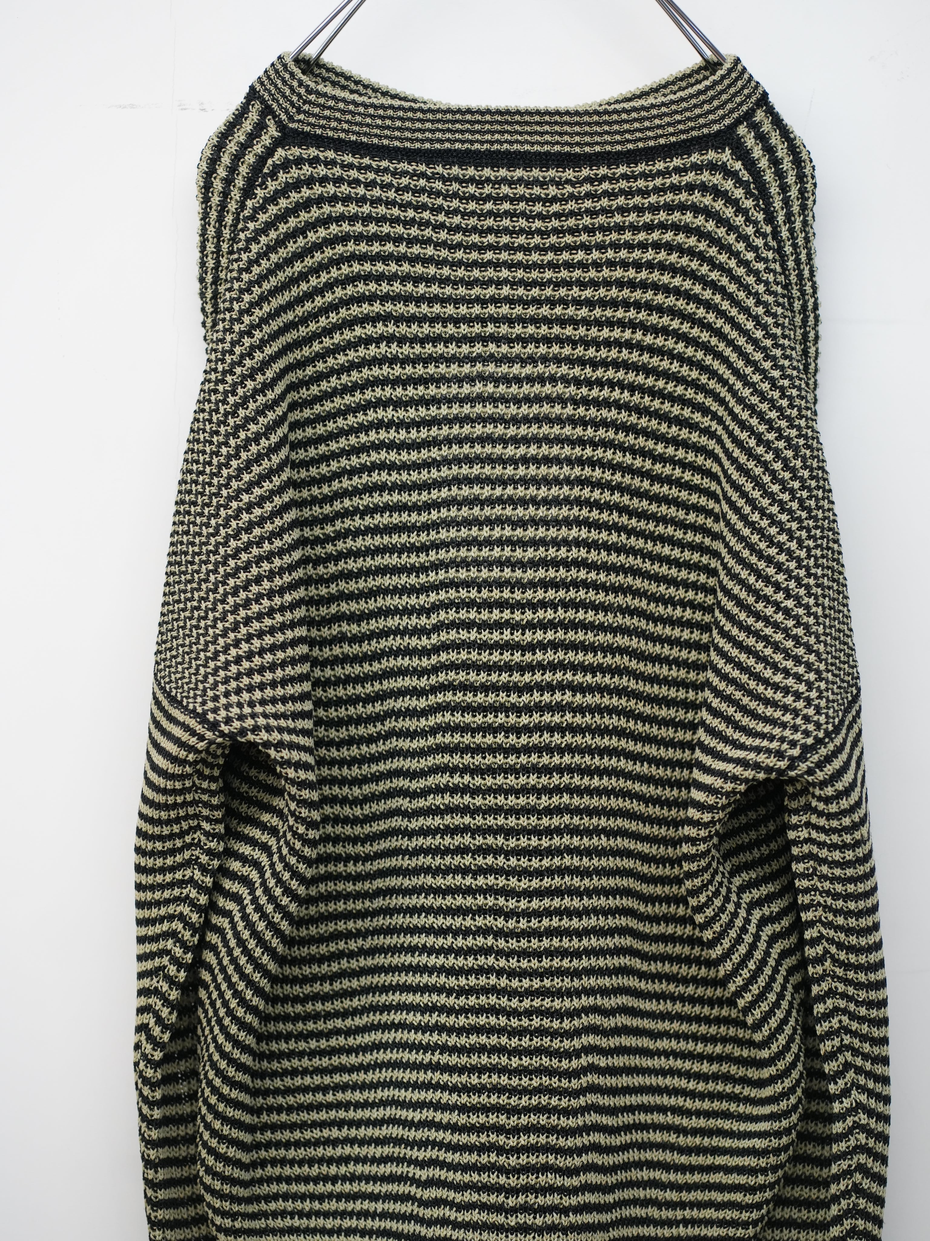 WASHI PAPER STRIPED SWEATER(Black/Light Khaki stripes)