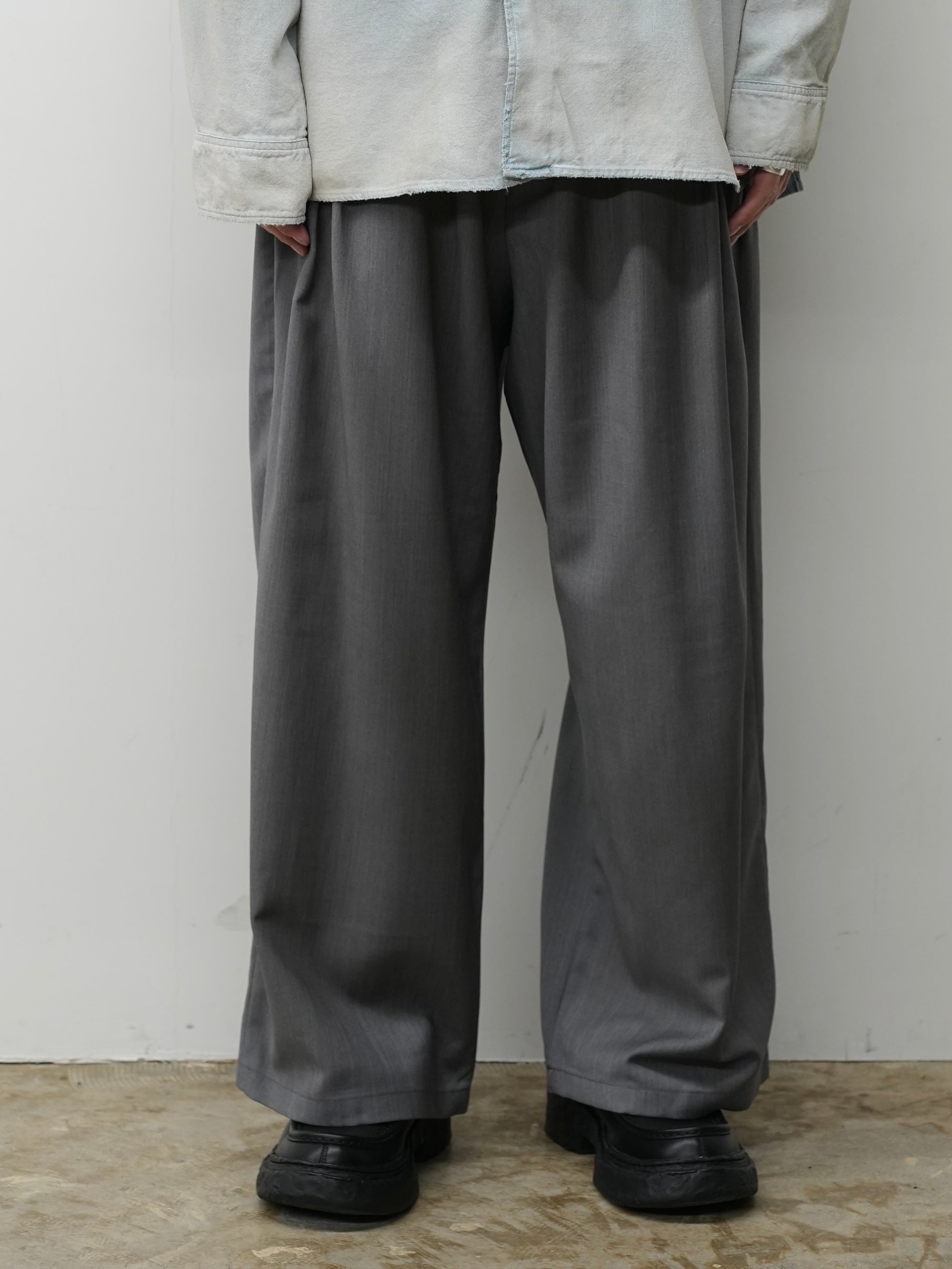 BELTED WOOL SLACKS(GRAY)