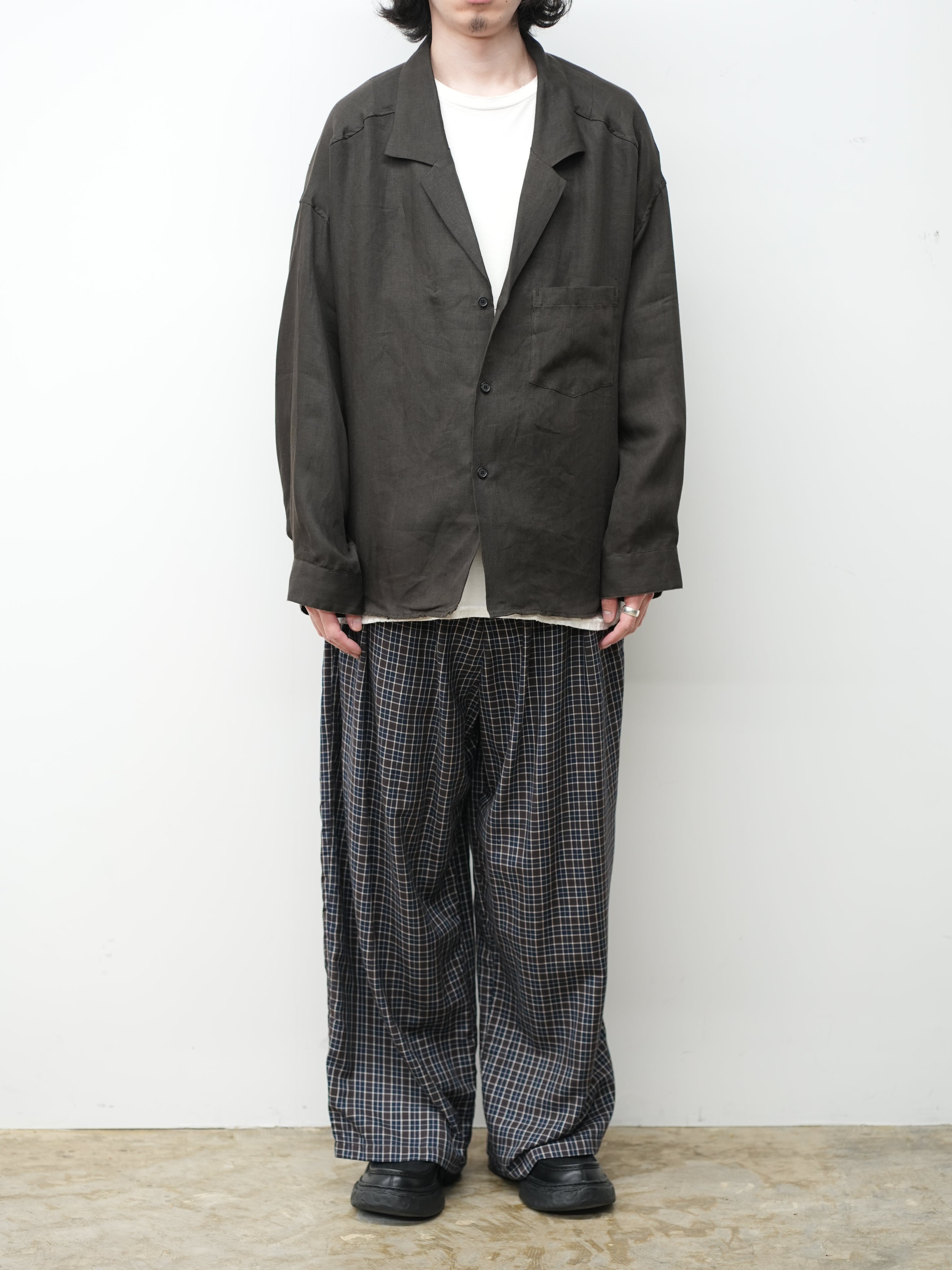 100/S LINEN TAILORED SHIRT(BROWN)