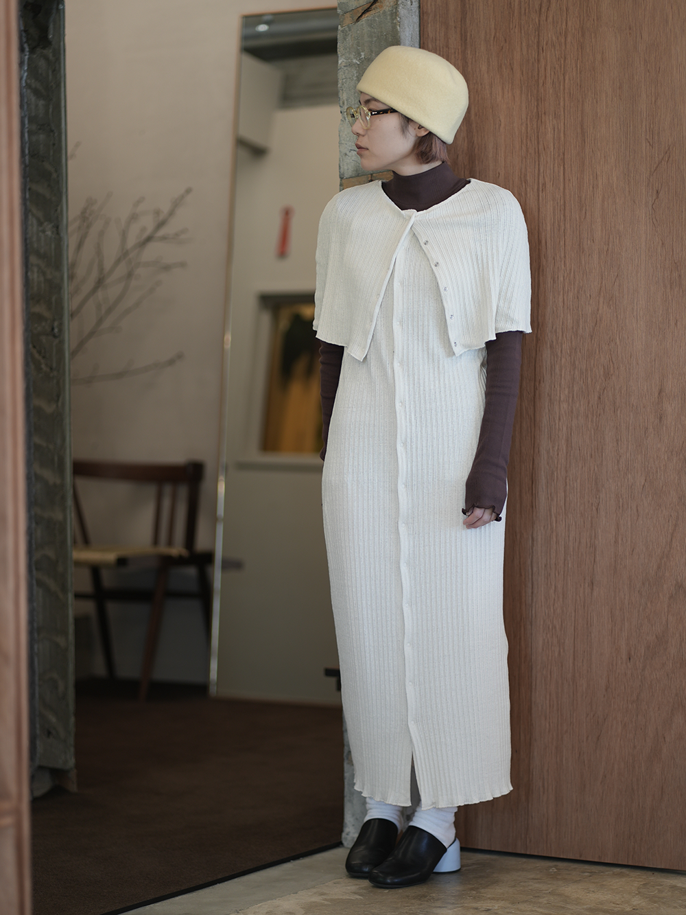 SNAPPER CARDIGAN DRESS(IVORY)