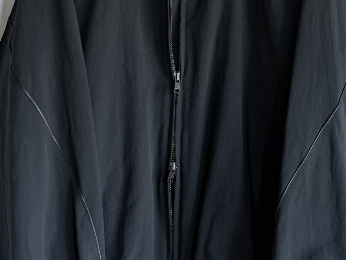 LEATHER PIPED COTTON GABARDINE JACKET