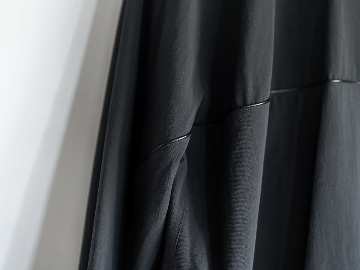 LEATHER PIPED COTTON GABARDINE JACKET