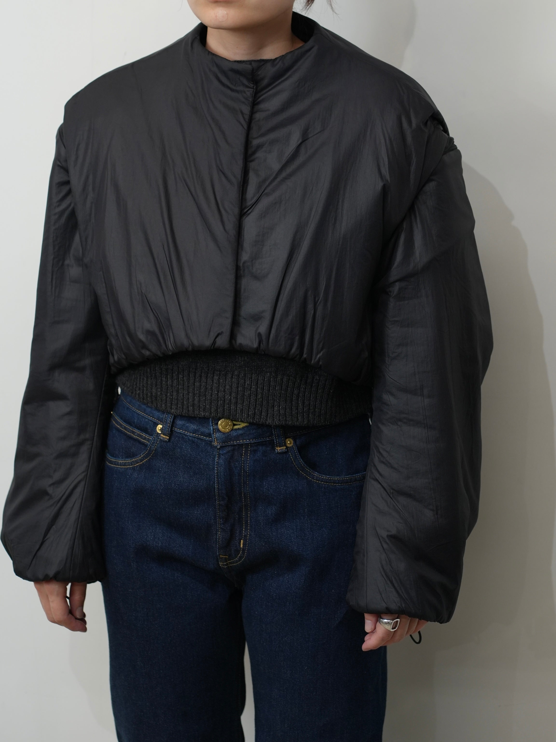 PADDED NYLON CROP JUMPER