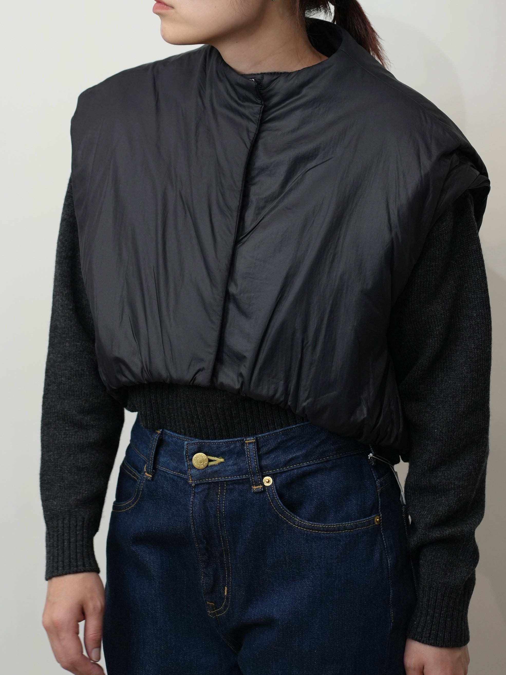 PADDED NYLON CROP JUMPER