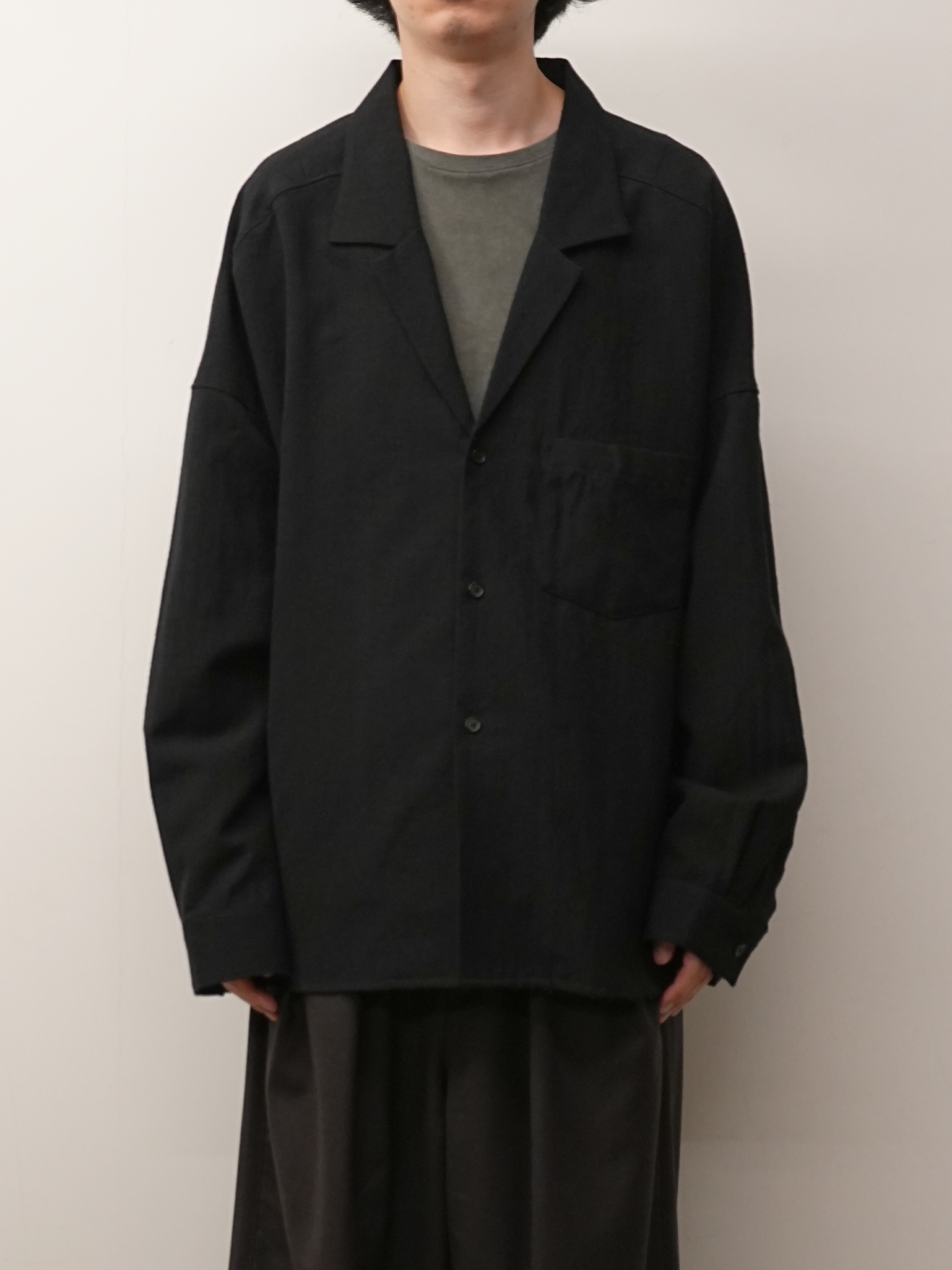 WASH WOOL TAILORED SHIRT(BLACK)