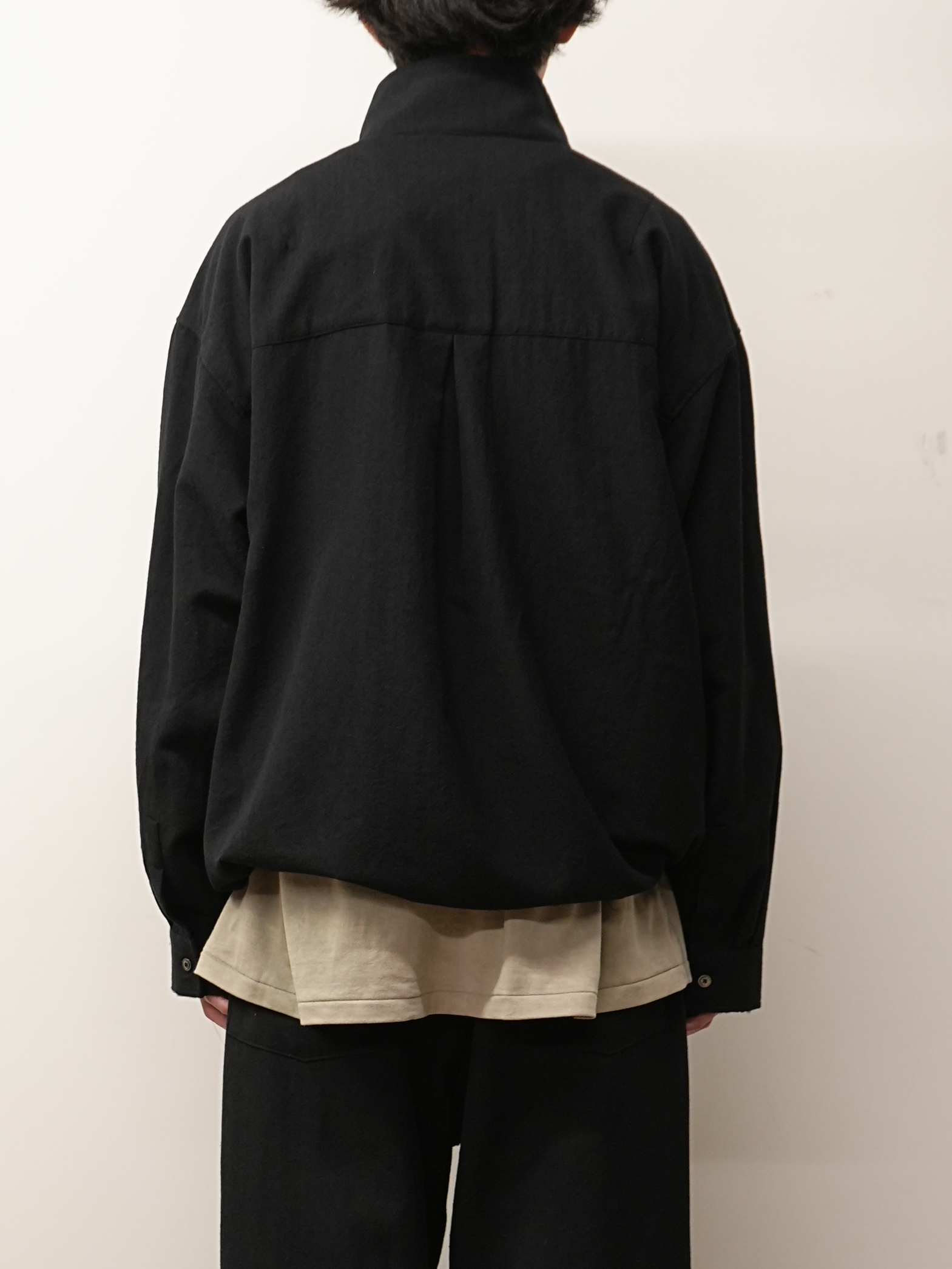 WOOL HALF ZIP PULL OVER SHIRT(BLACK)