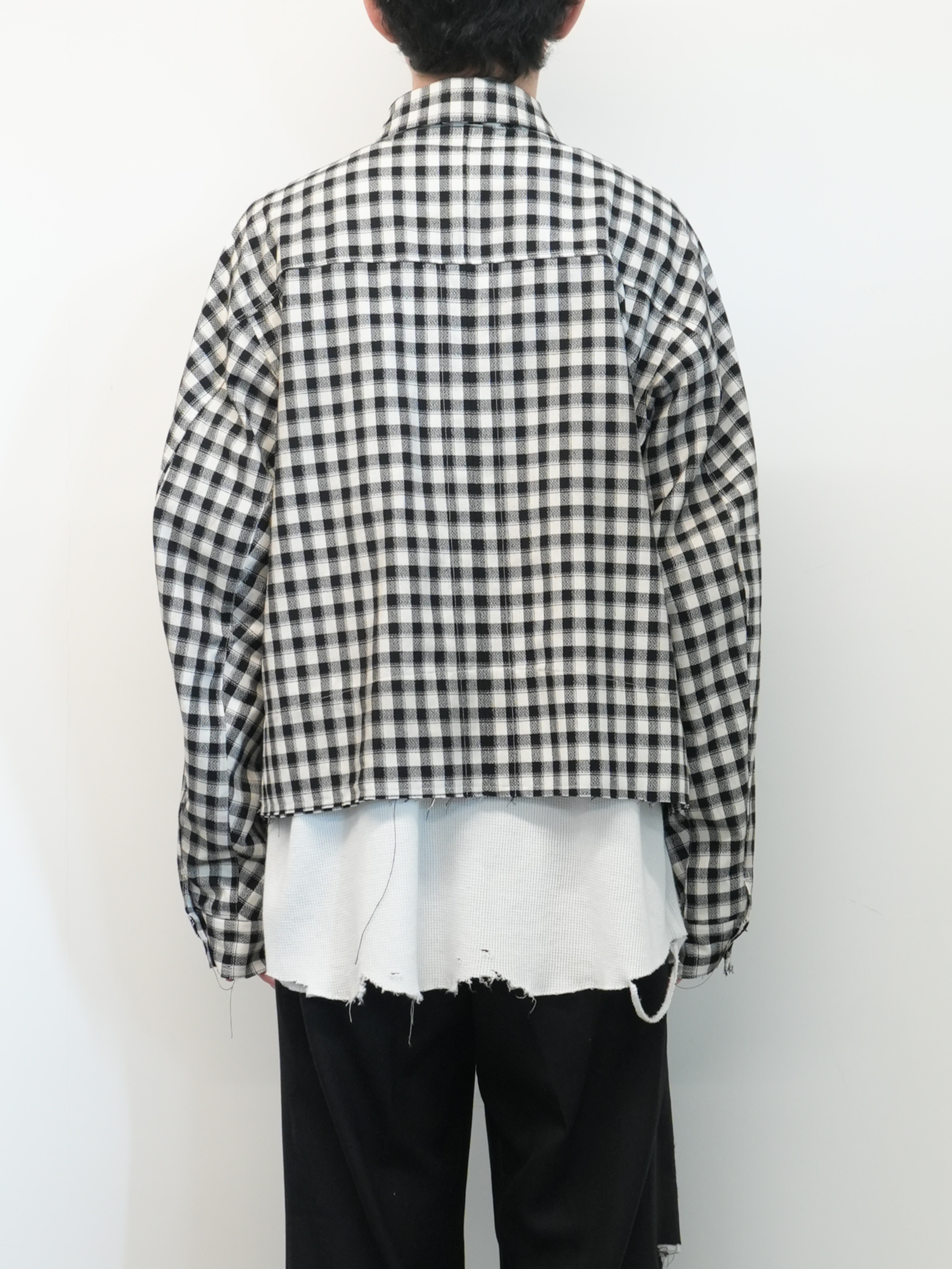 C/R CHECK SHORT ZIPUP SHIRT(BLACK)