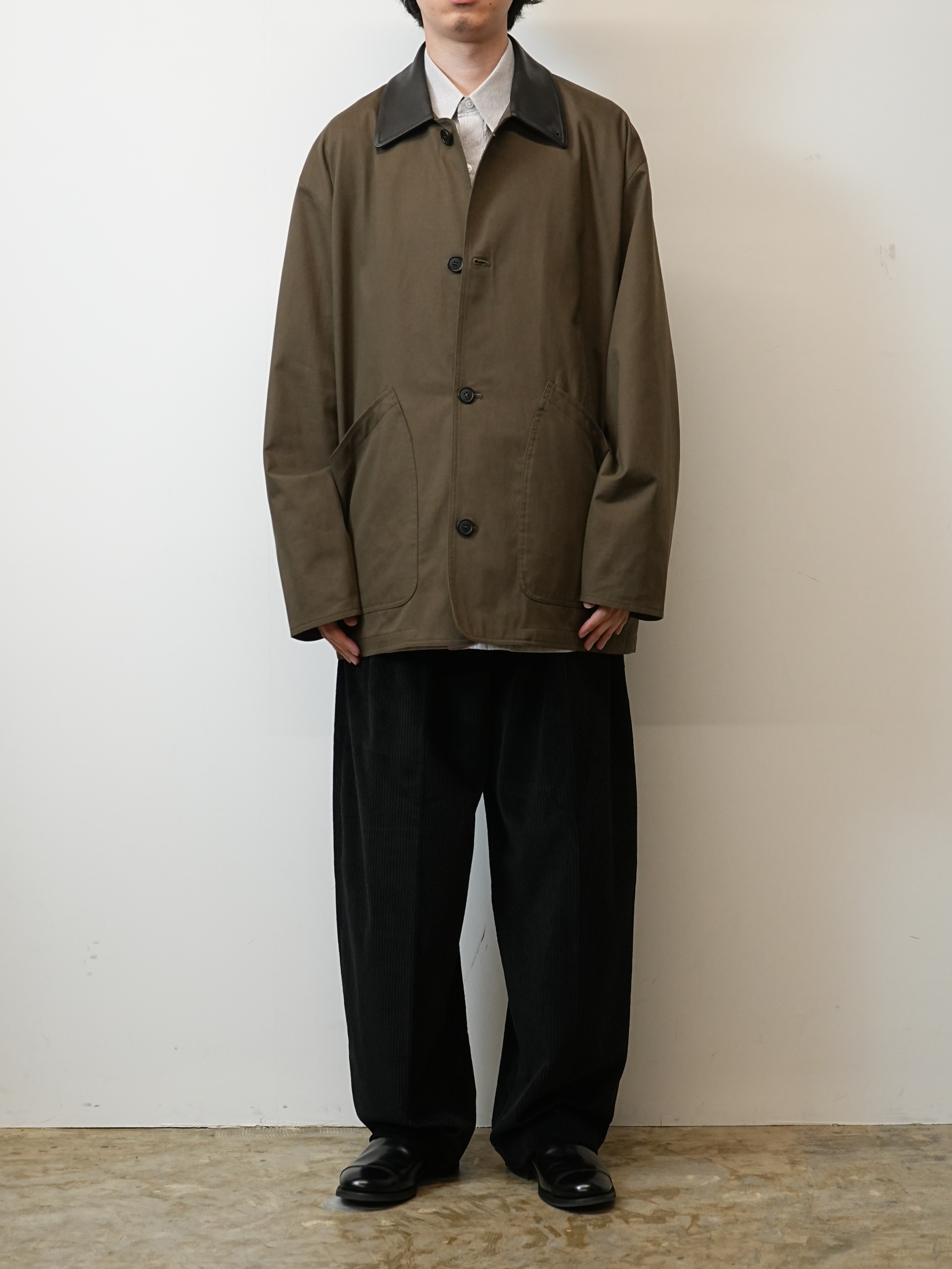 OVERSIZED BLOUSON WITH LEATHER COLLAR