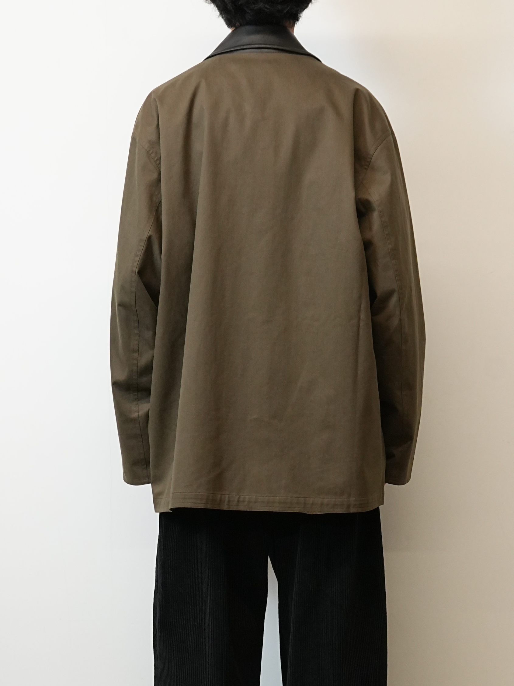 OVERSIZED BLOUSON WITH LEATHER COLLAR