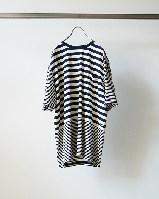 striped pocket t-shirt(navy/off white)