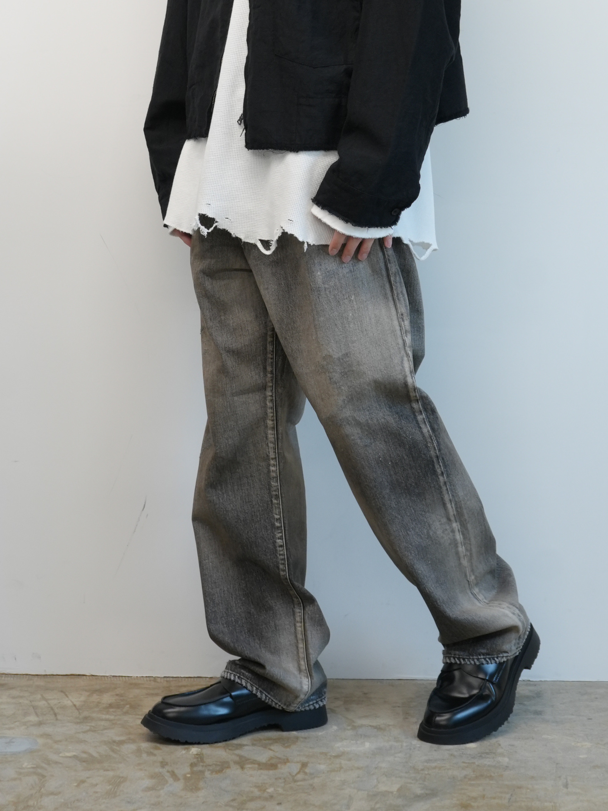 USED STRAIGHT 5P DENIM PANTS(BLACK)