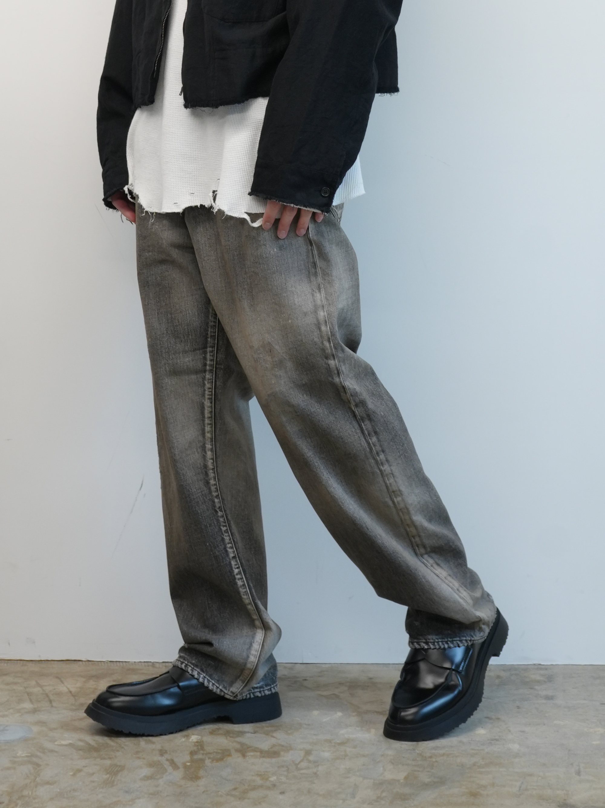 USED STRAIGHT 5P DENIM PANTS(BLACK)