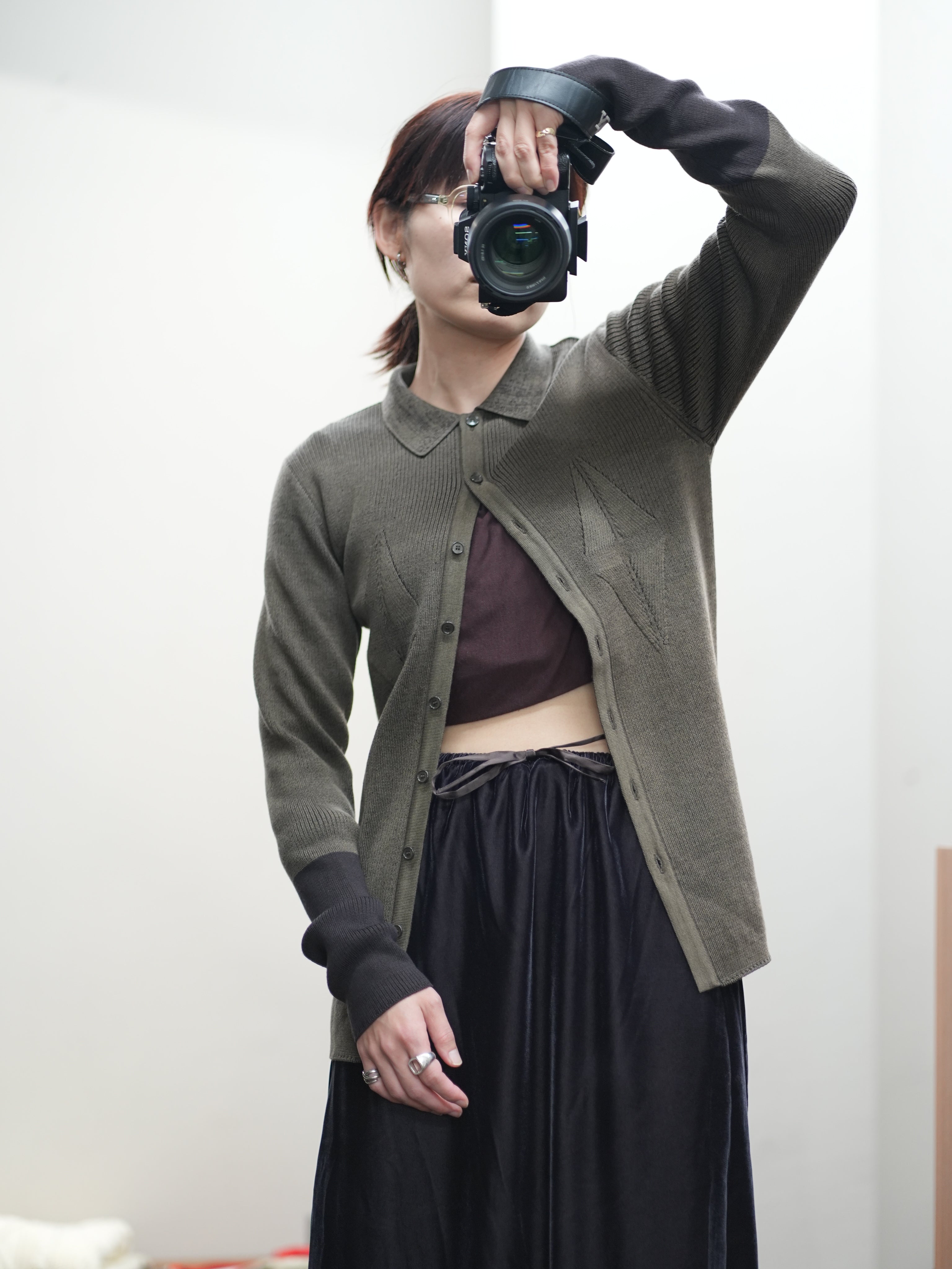 SMOOTH TENCEL WOOL KNIT DIA PATTERN SHIRTS