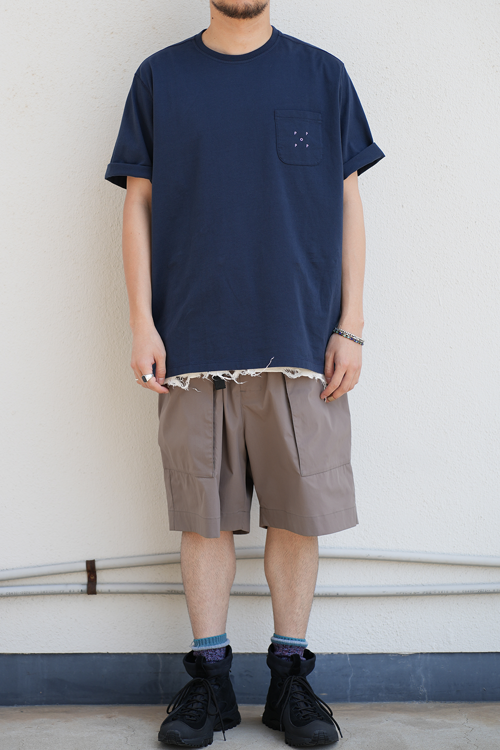 pocket t-shirt(navy/viola)