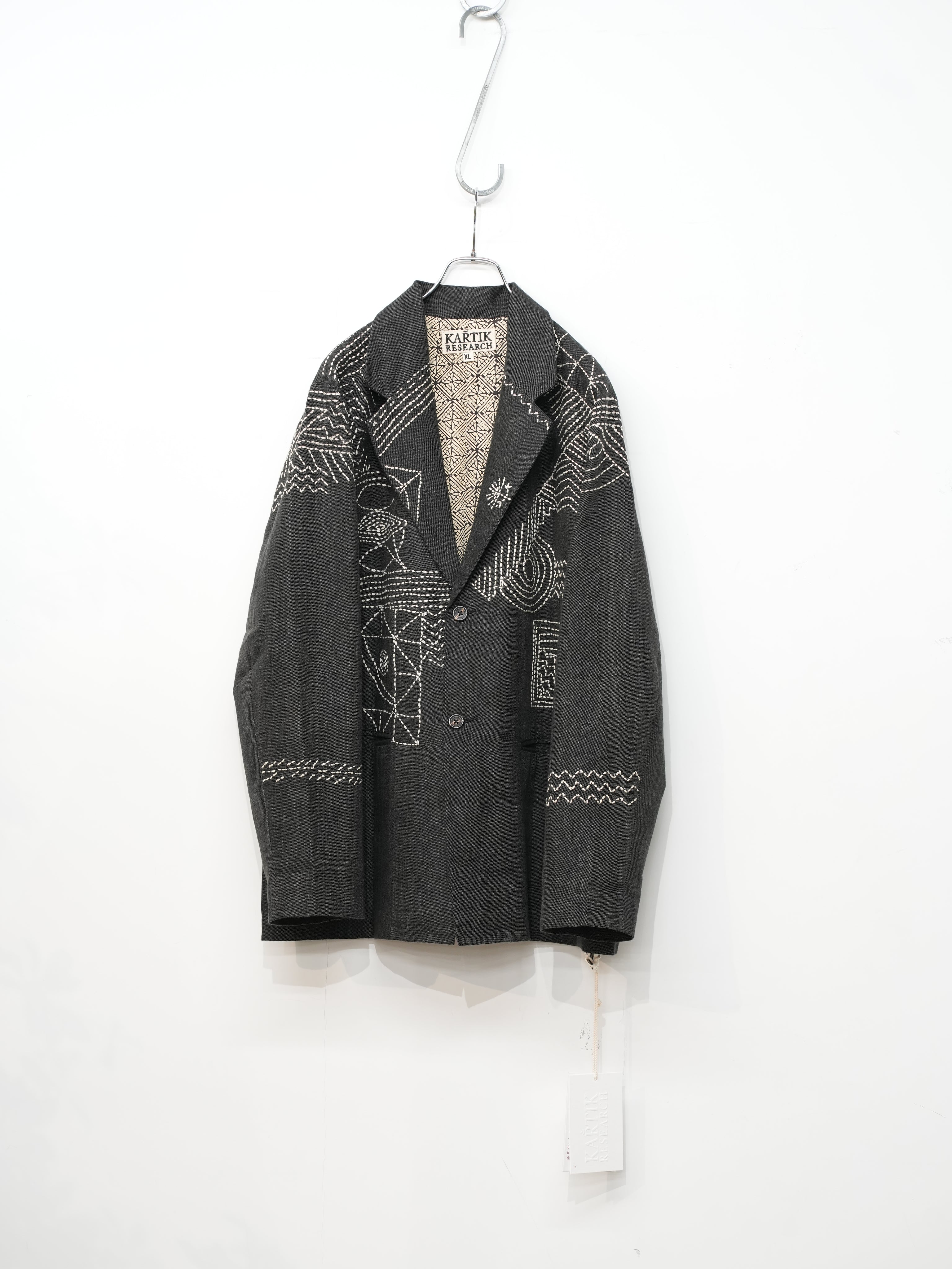 Crash Kantha Blazer(Chacoal/Ecru)