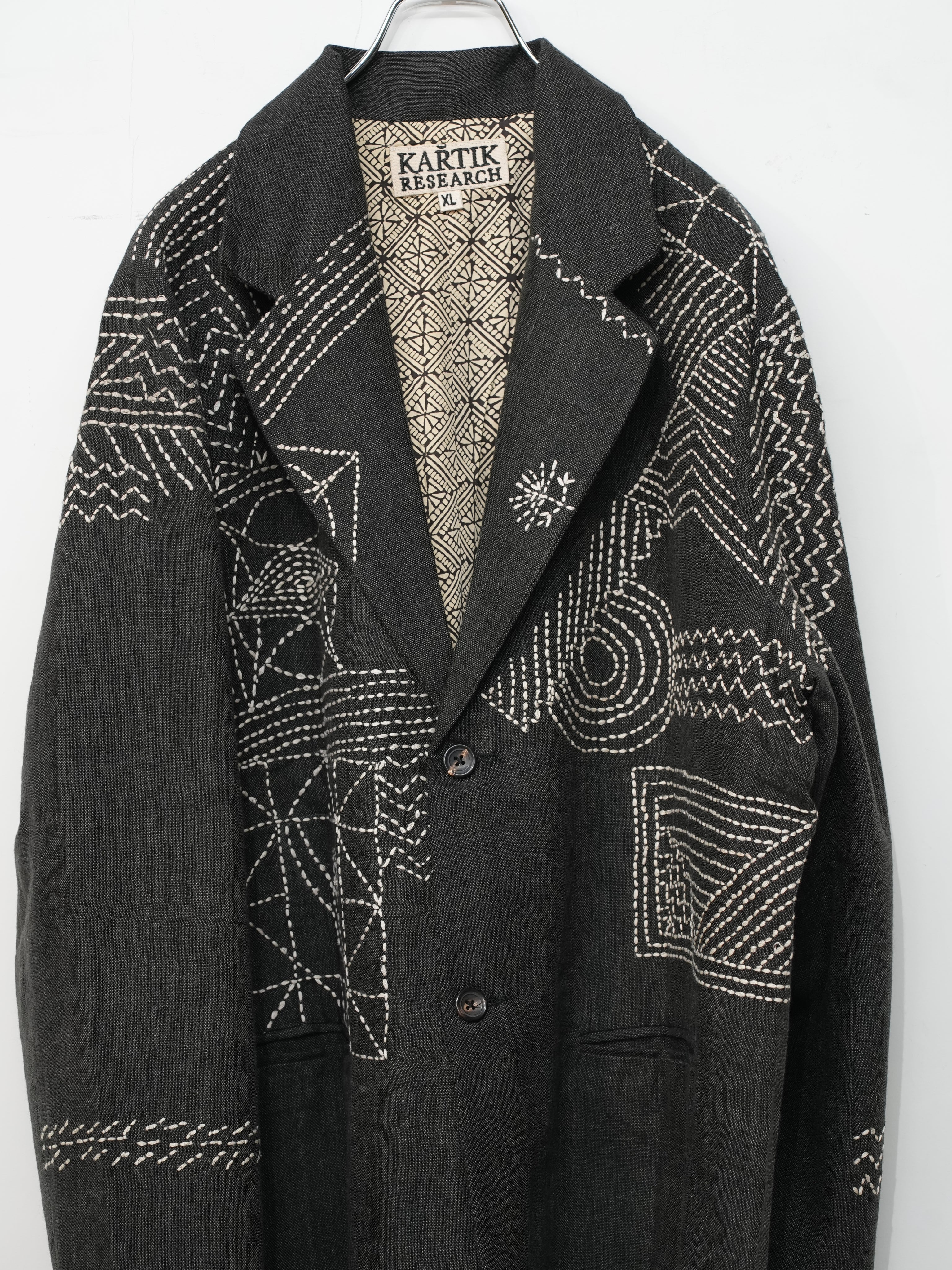 Crash Kantha Blazer(Chacoal/Ecru)