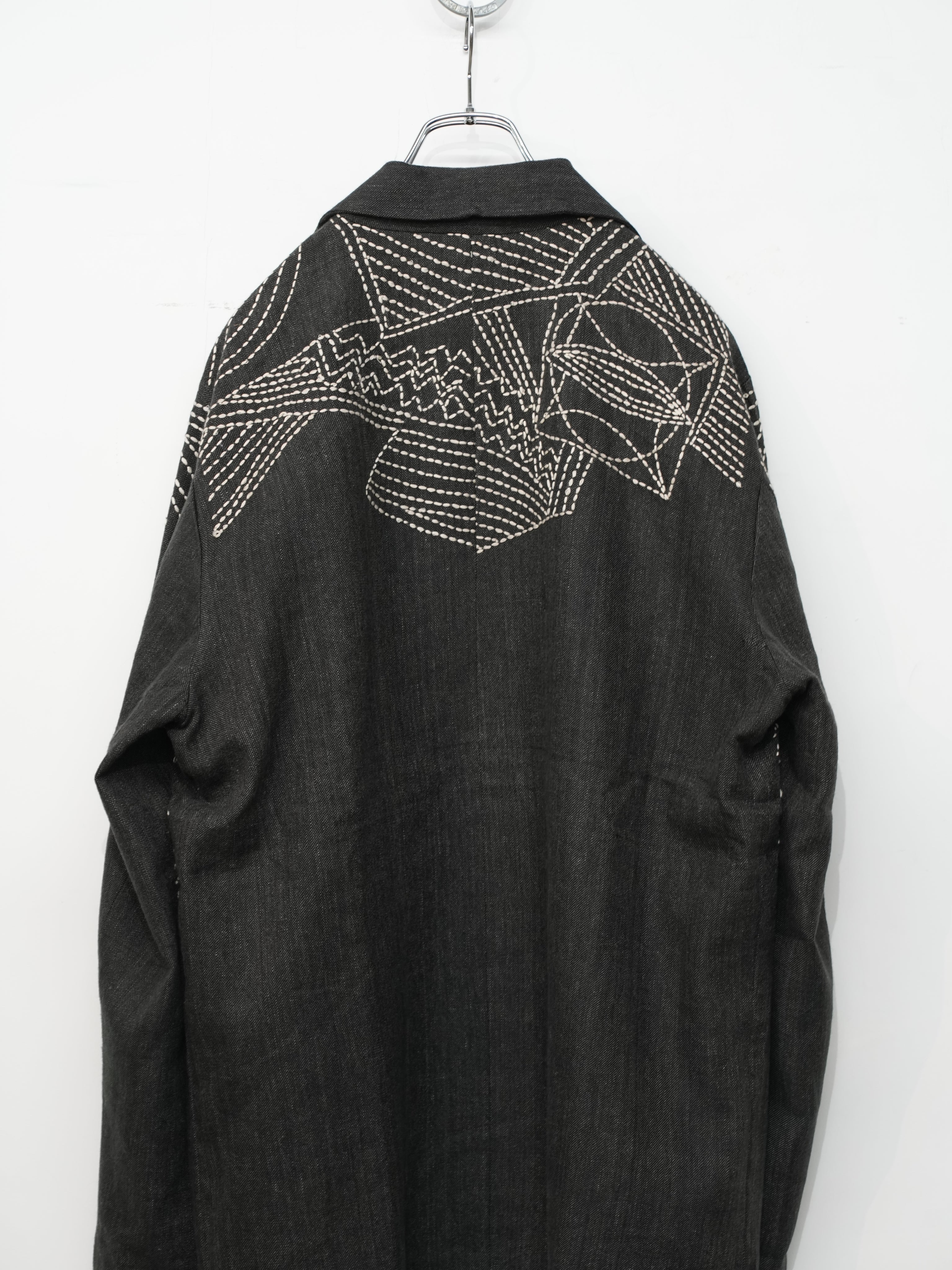 Crash Kantha Blazer(Chacoal/Ecru)