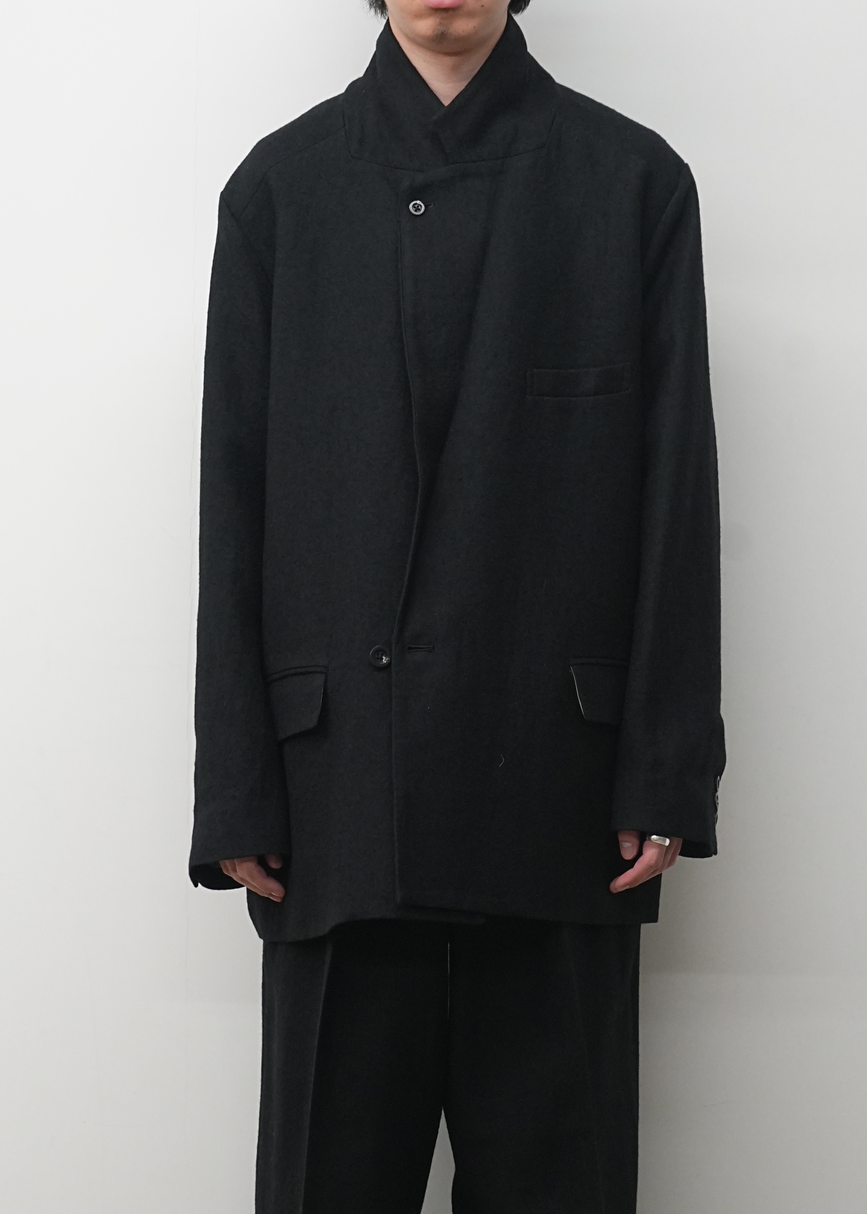 SEMI-DOUBLE TAILORED JACKET(BLACK)