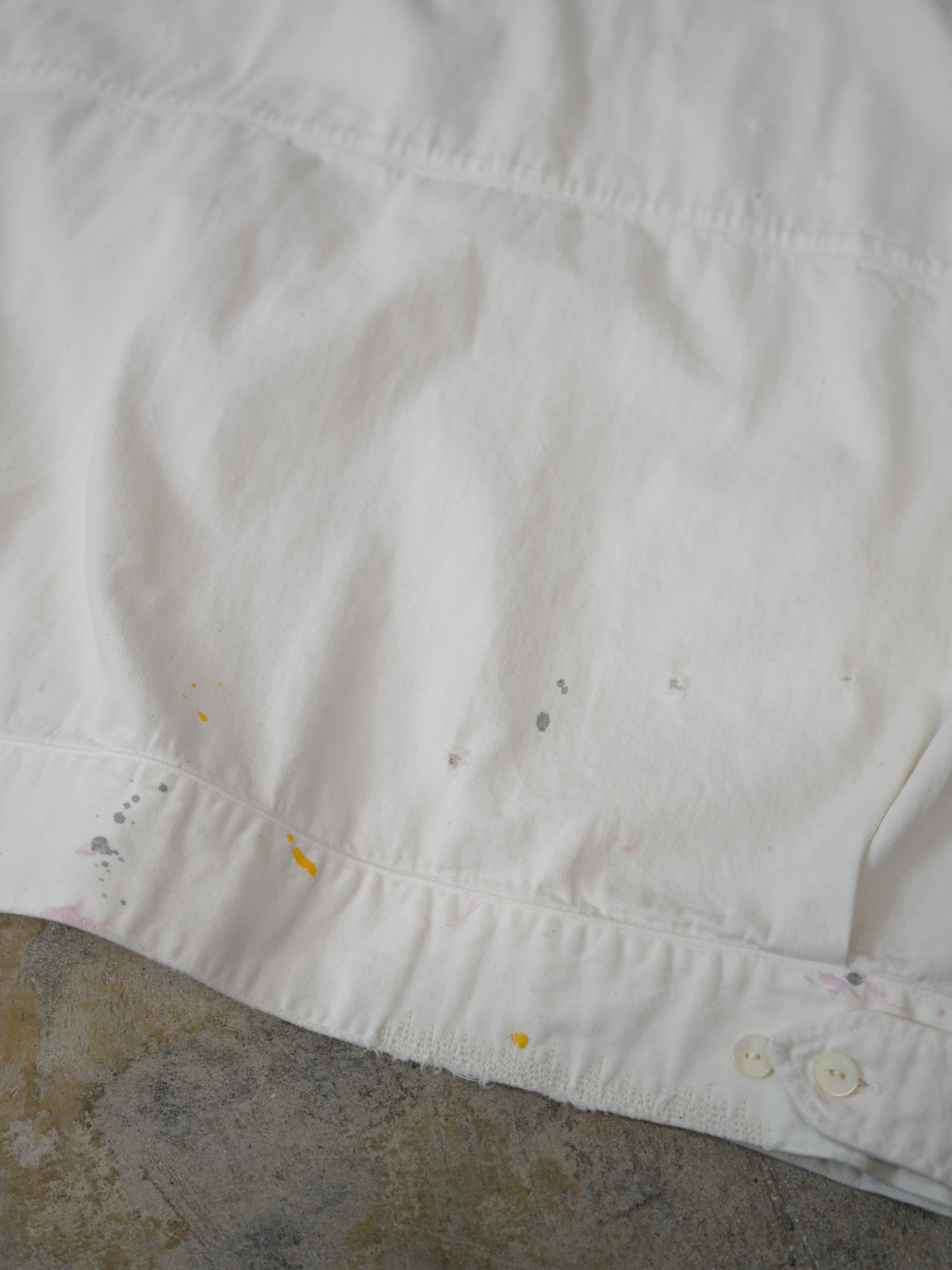 【ANCELLM/exclusive】PAINTED LIGHT OZ DENIM OPEN COLLAR SHIRT