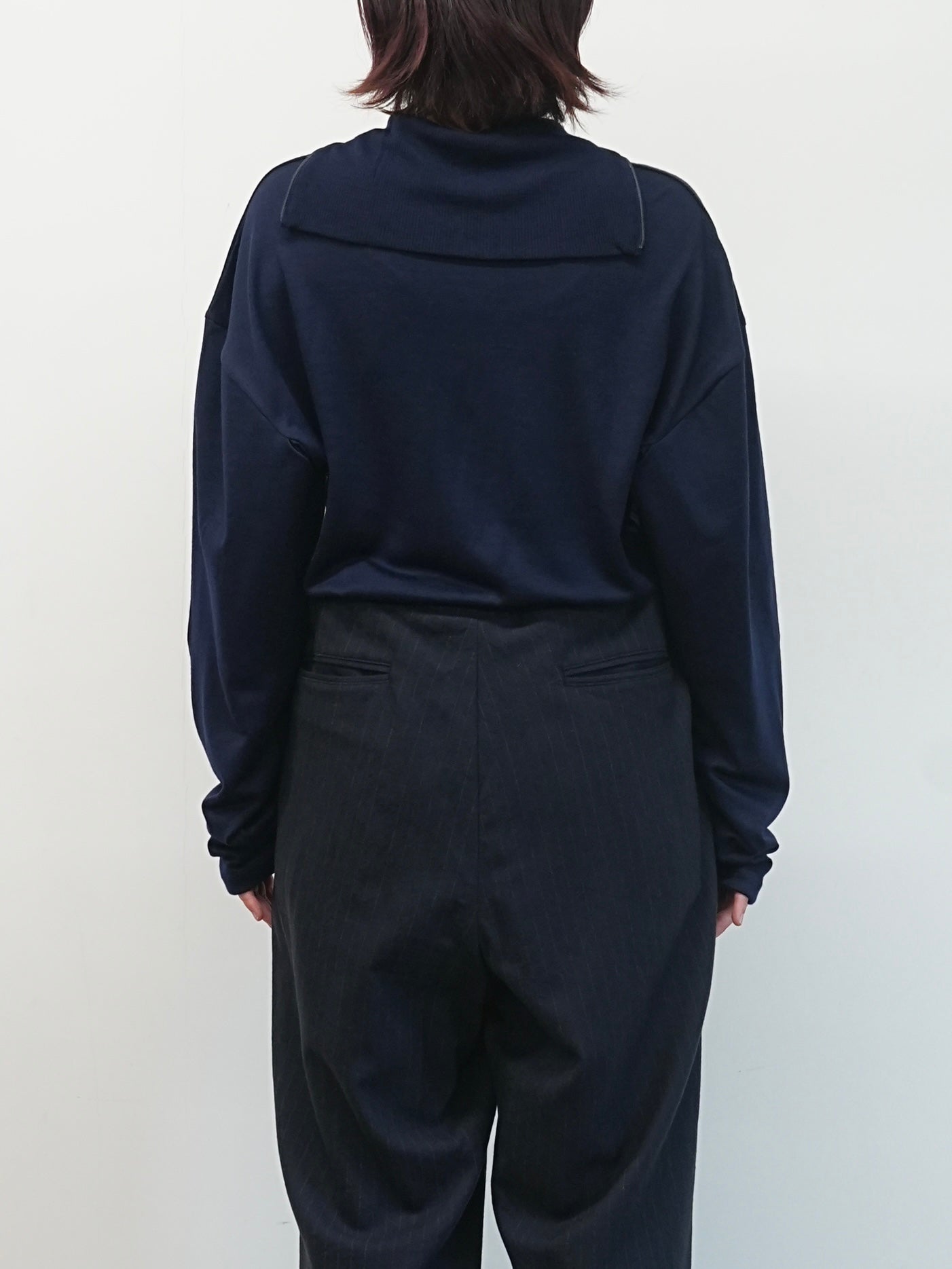 WASHABLE WOOL VOLUME SLEEVE JERSEY(NAVY)