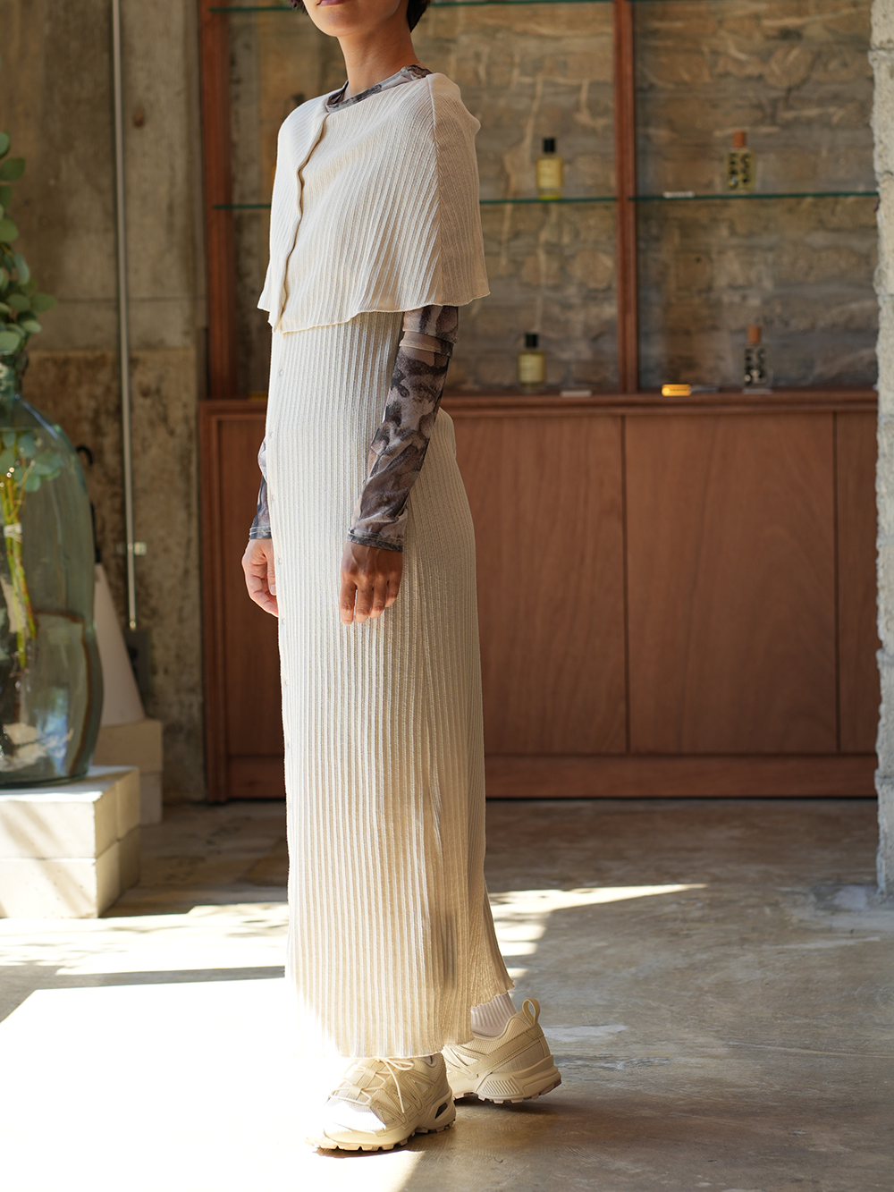 SNAPPER CARDIGAN DRESS(IVORY)