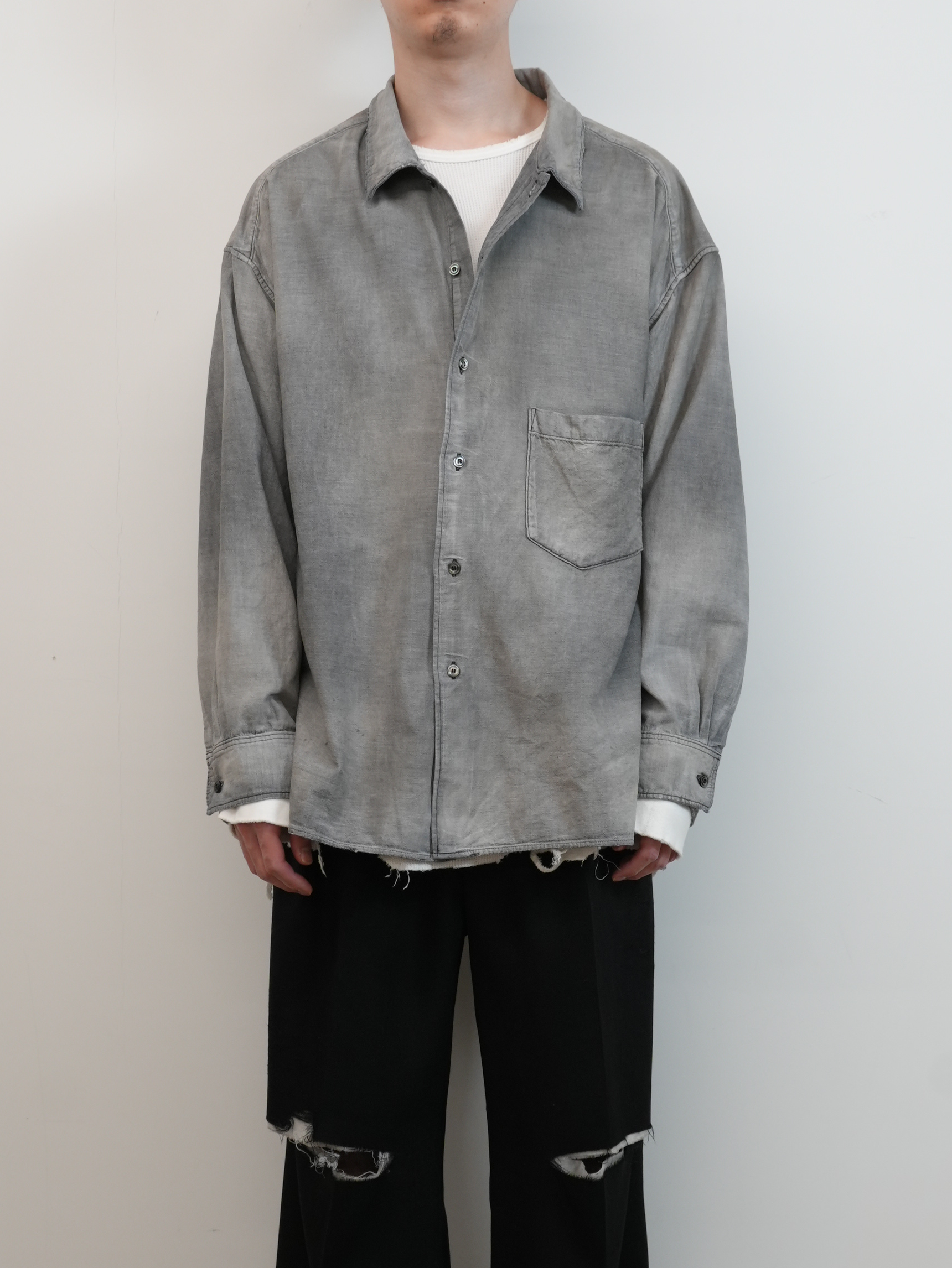 AGING CHAMBRAY SHIRT(BLACK)
