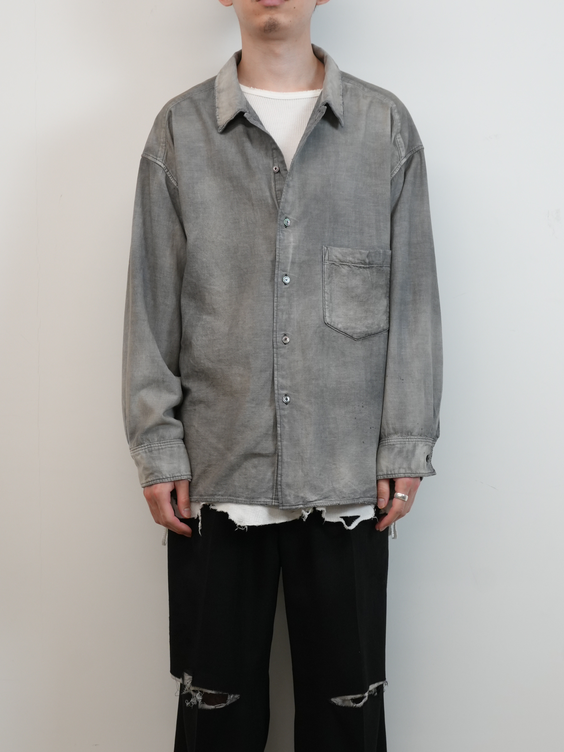 AGING CHAMBRAY SHIRT(BLACK)