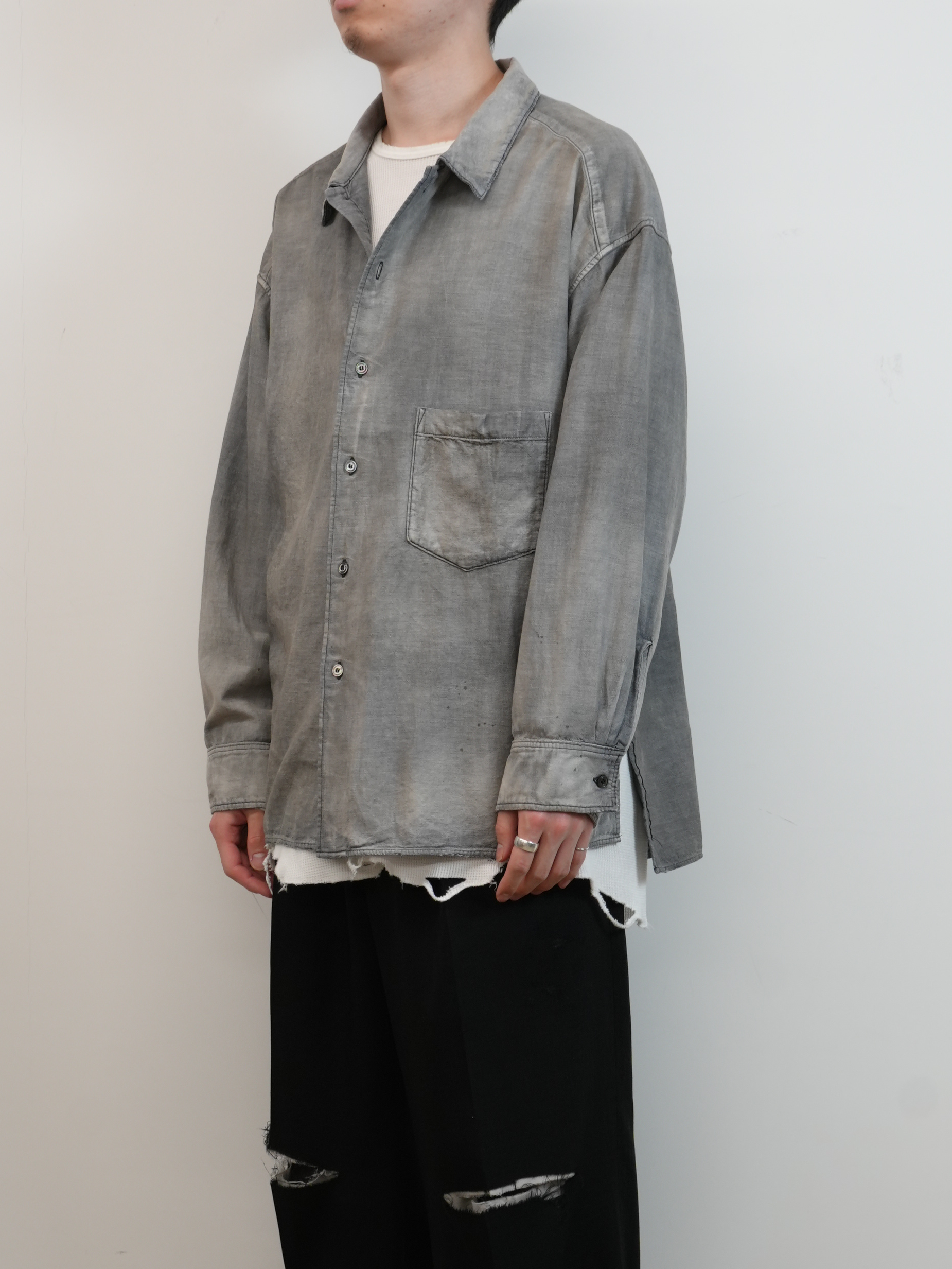 AGING CHAMBRAY SHIRT(BLACK)