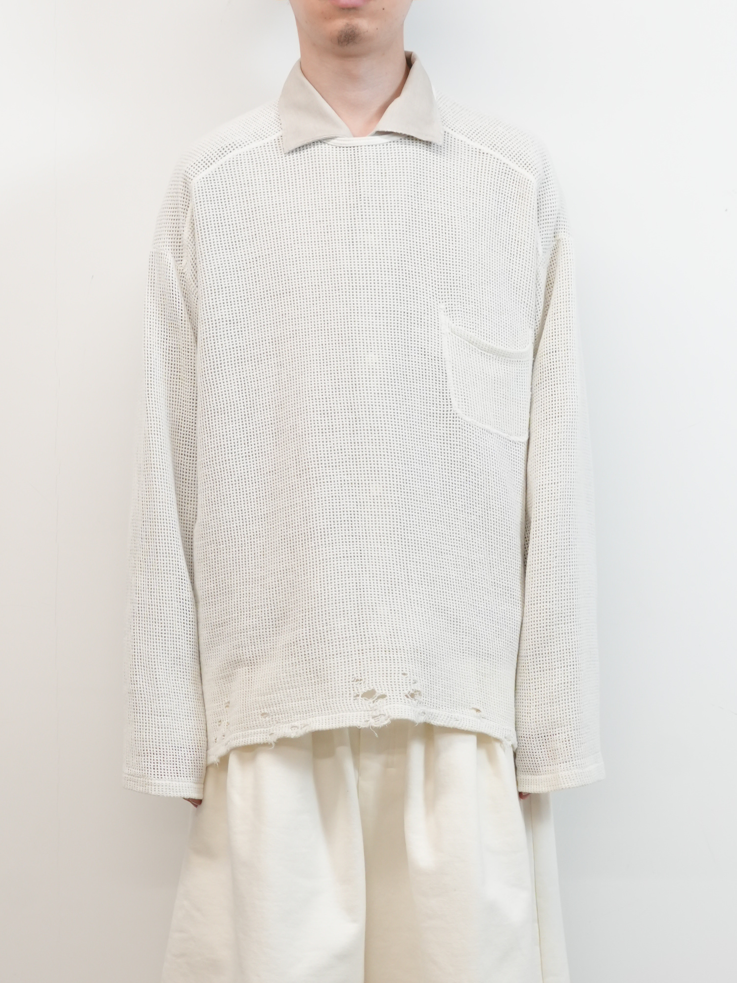 MARBLING MESH LS T-SHIRT(WHITE)