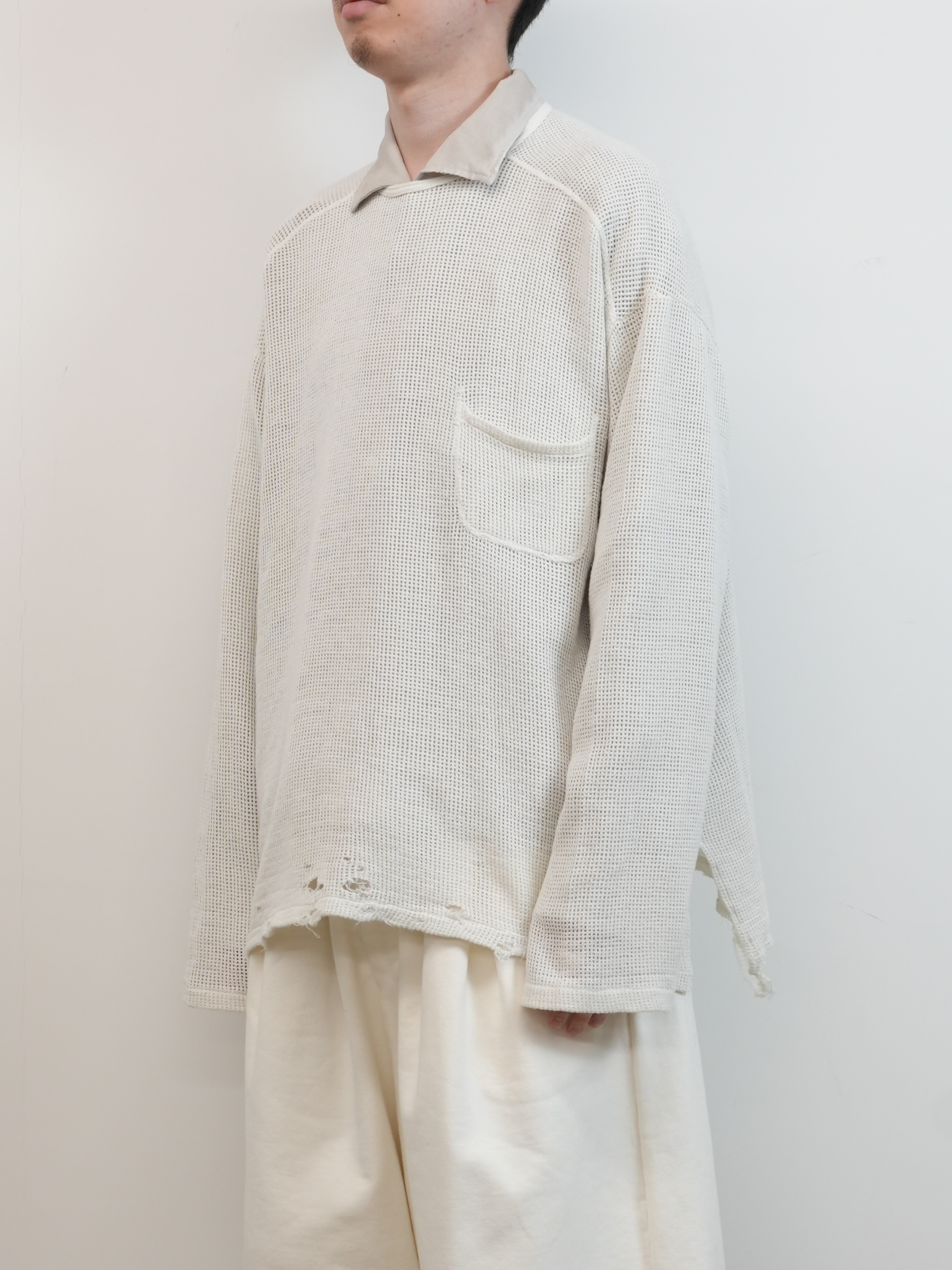 MARBLING MESH LS T-SHIRT(WHITE)