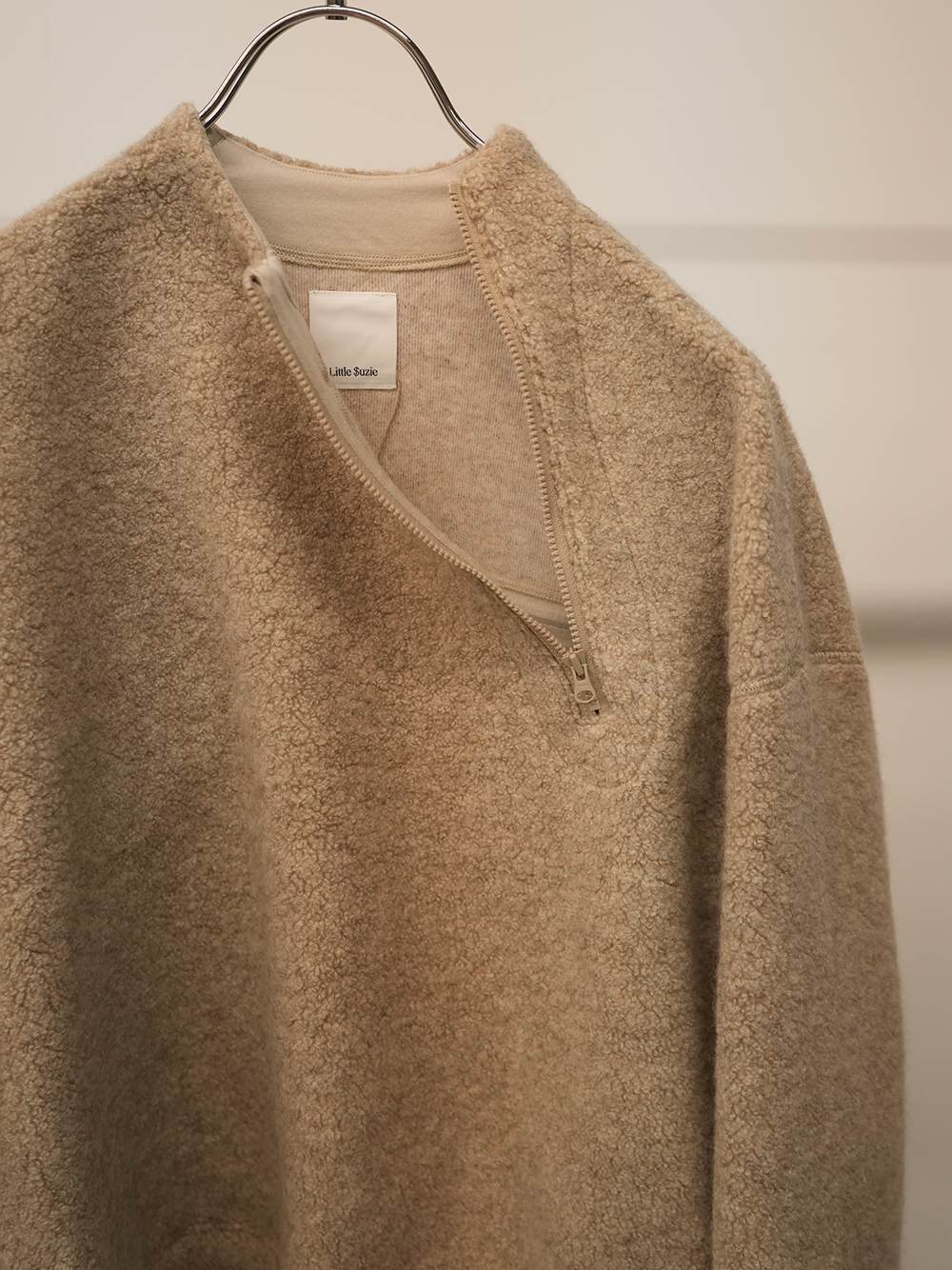 Wool Angola Pile Harf Zip Over PO