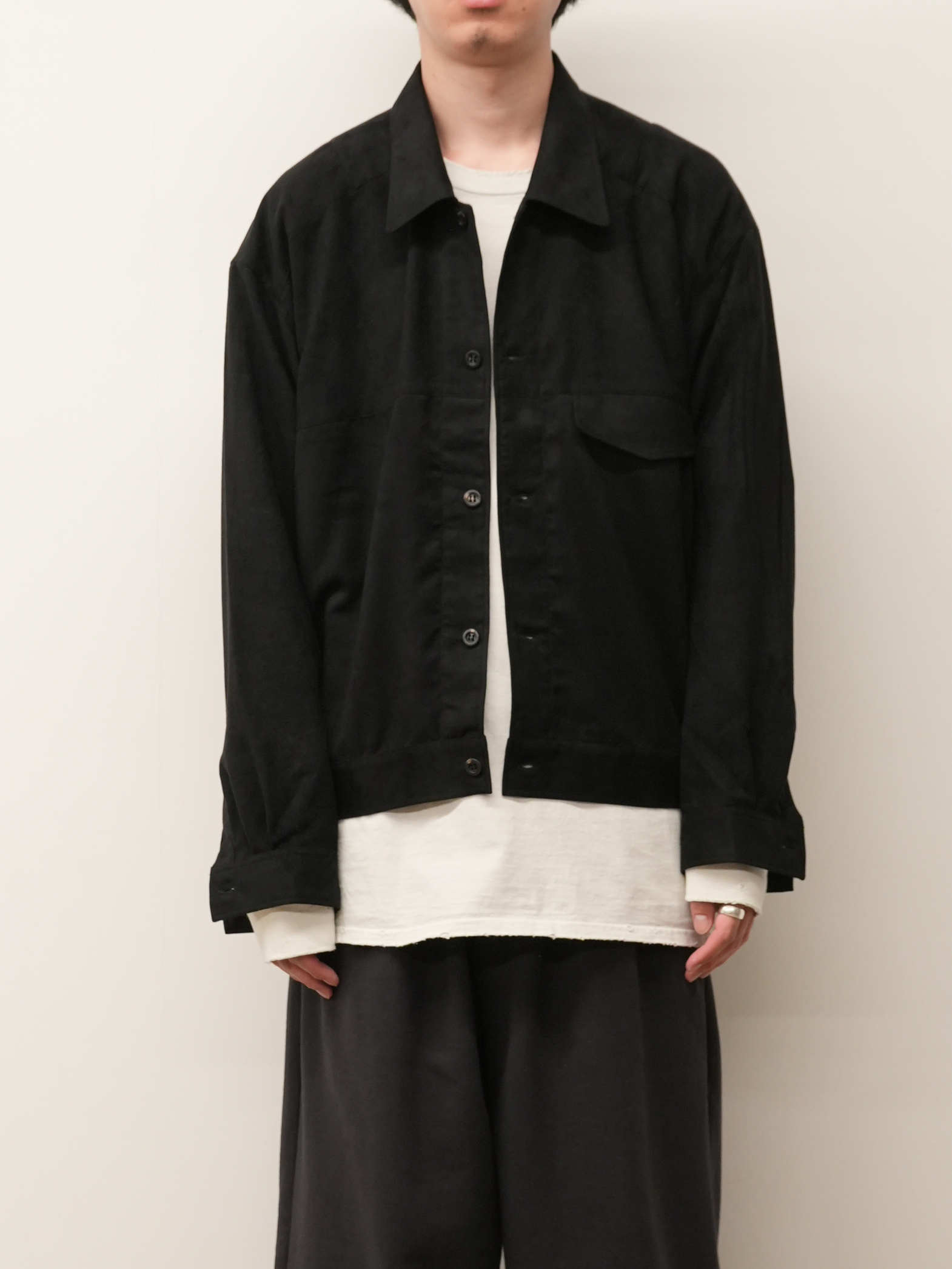 VEGAN SUEDE WORK SHIRT BLOUSON(BLACK)