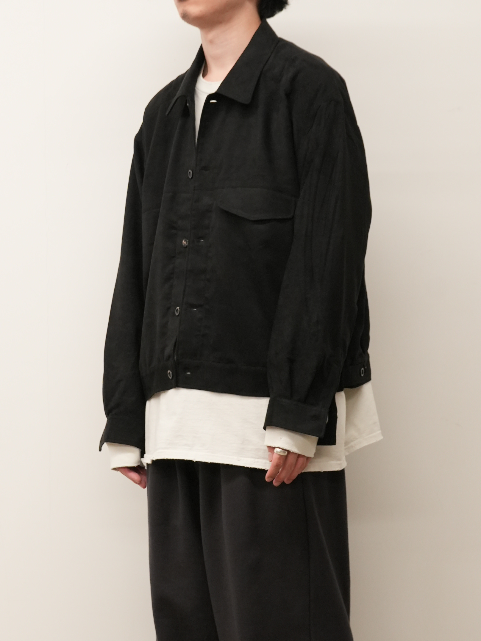VEGAN SUEDE WORK SHIRT BLOUSON(BLACK)