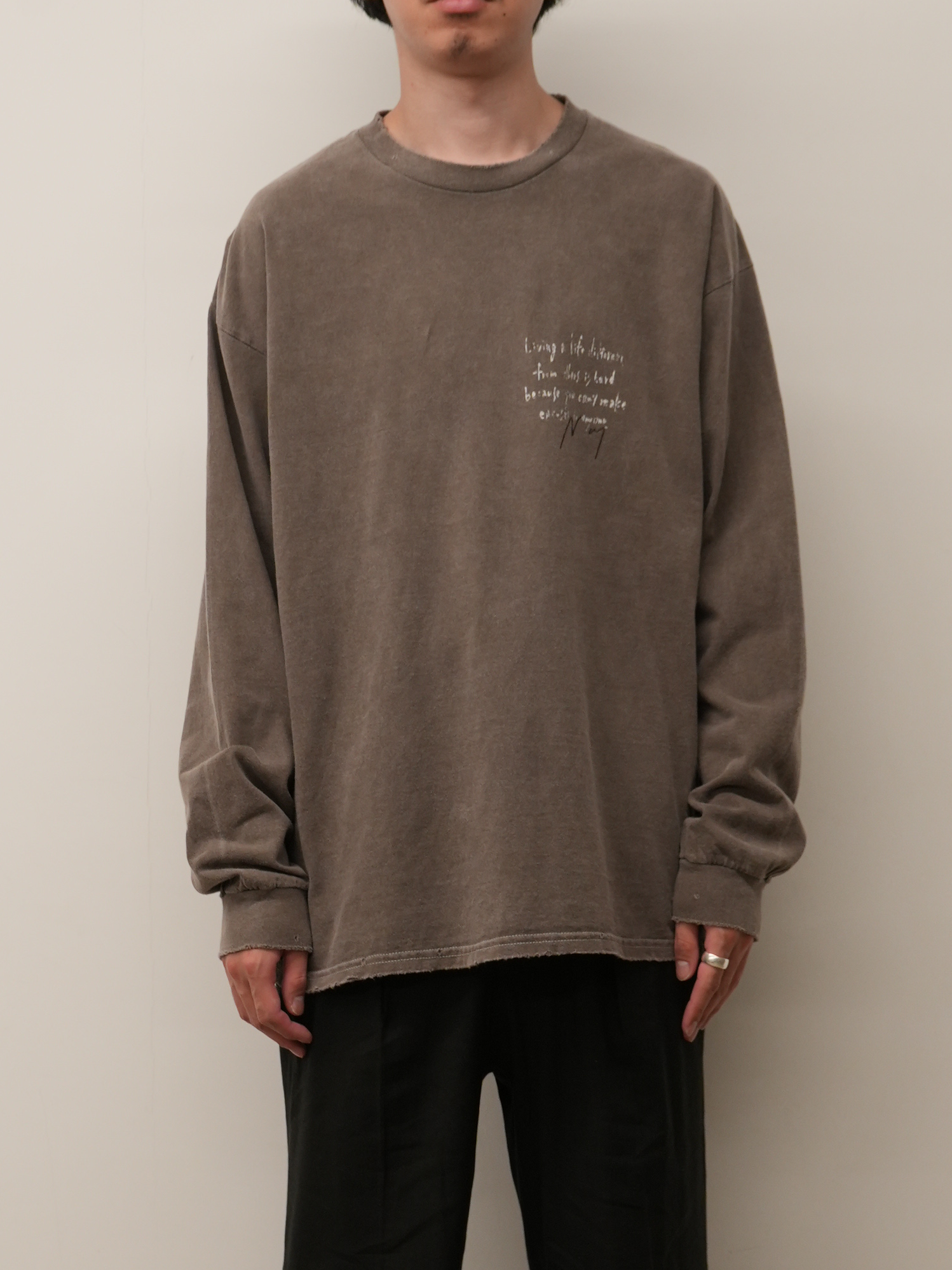MESSAGE L/S T-SHIRT(BROWN)