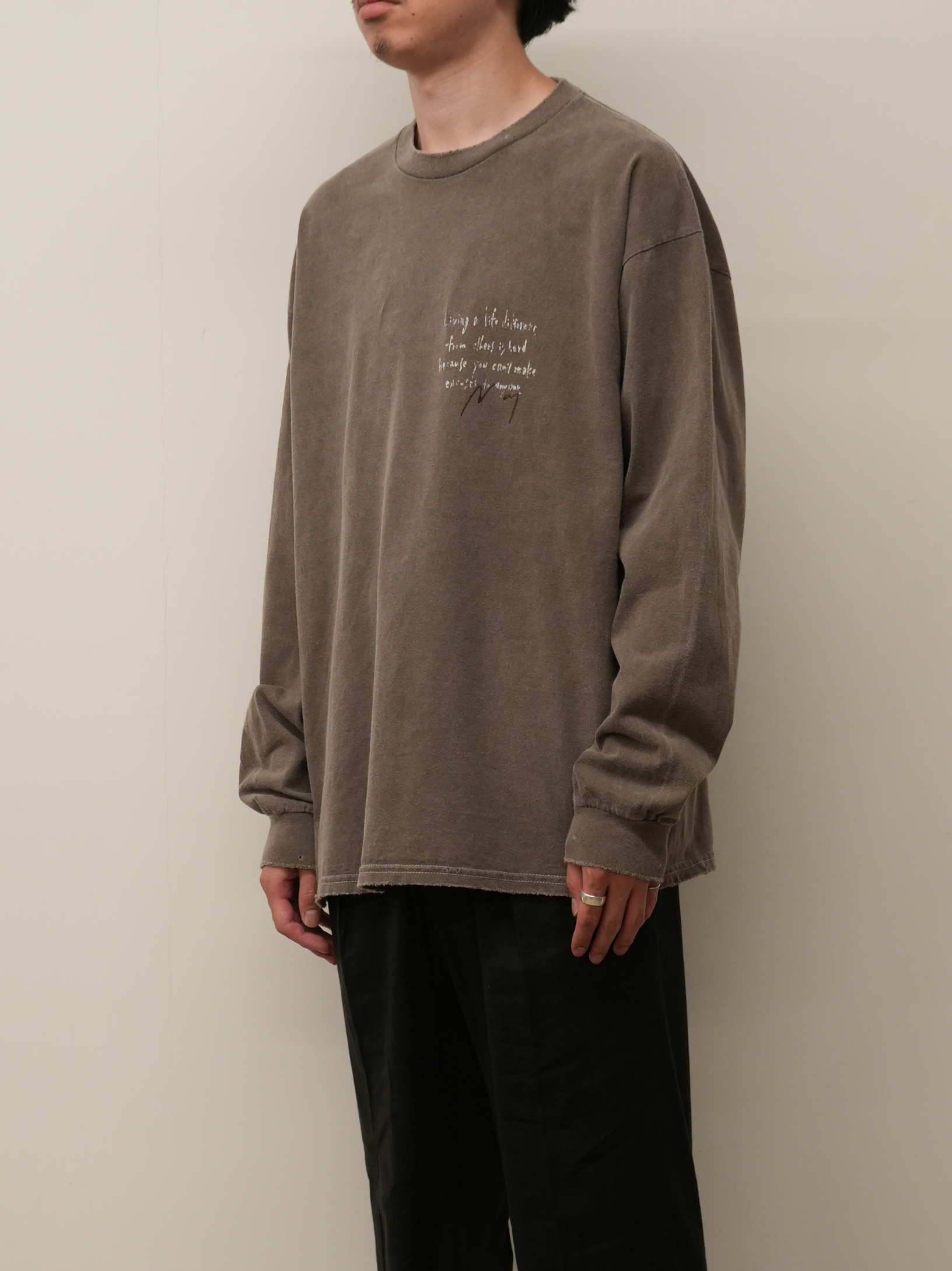 MESSAGE L/S T-SHIRT(BROWN)