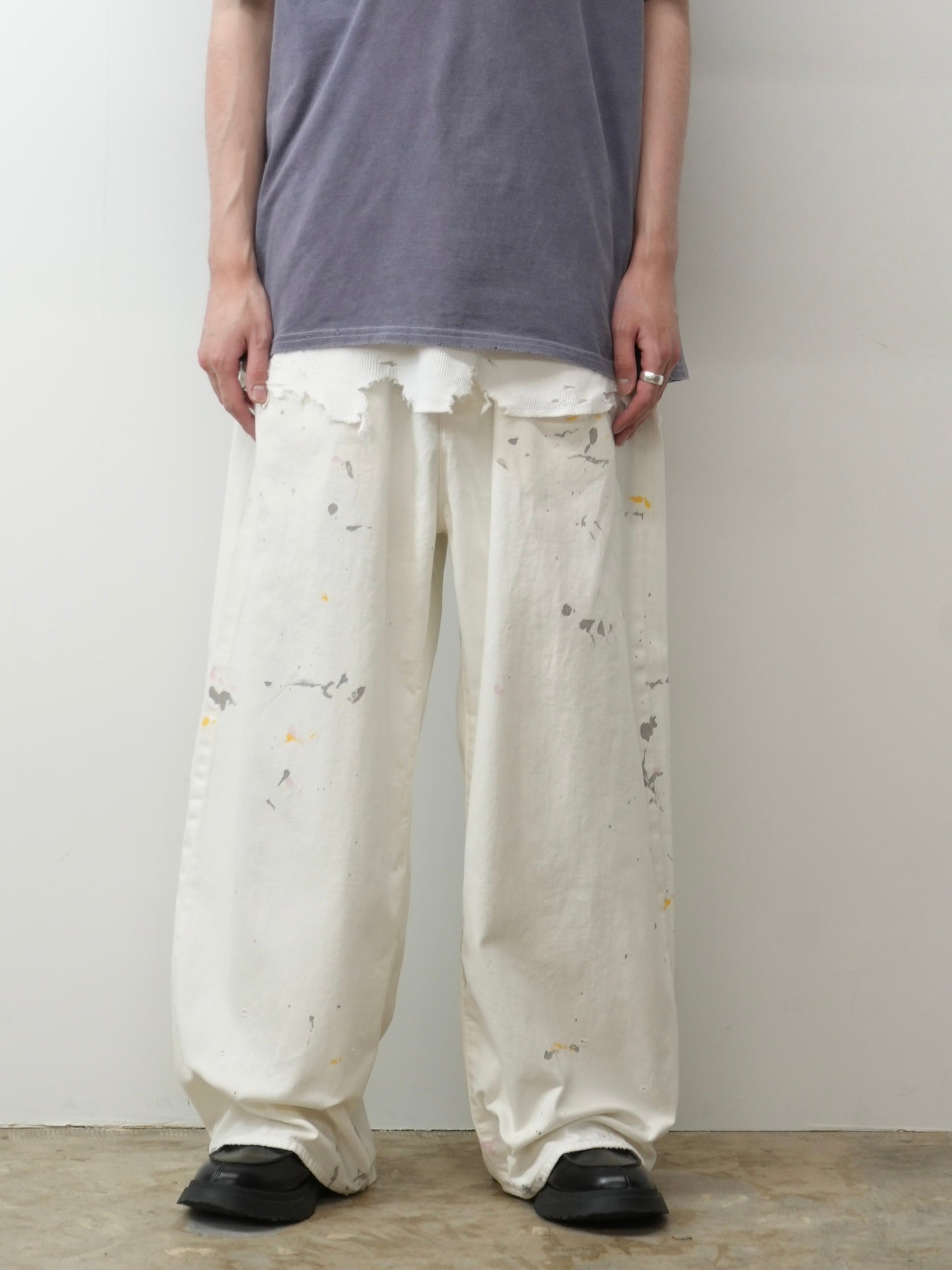 LIGHT OZ WIDE STRAIGHT DENIM PANTS(WHITE)
