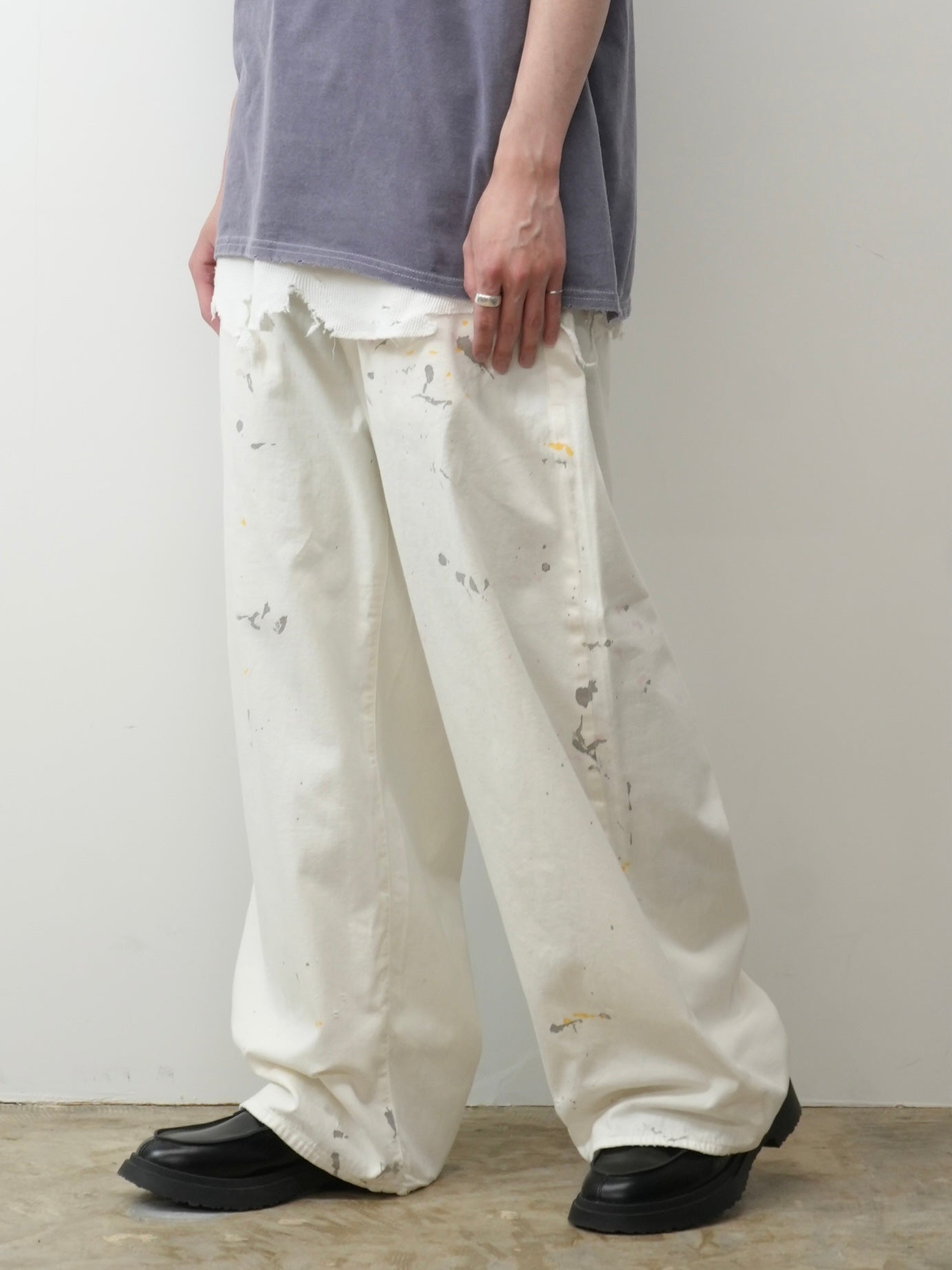 LIGHT OZ WIDE STRAIGHT DENIM PANTS(WHITE)