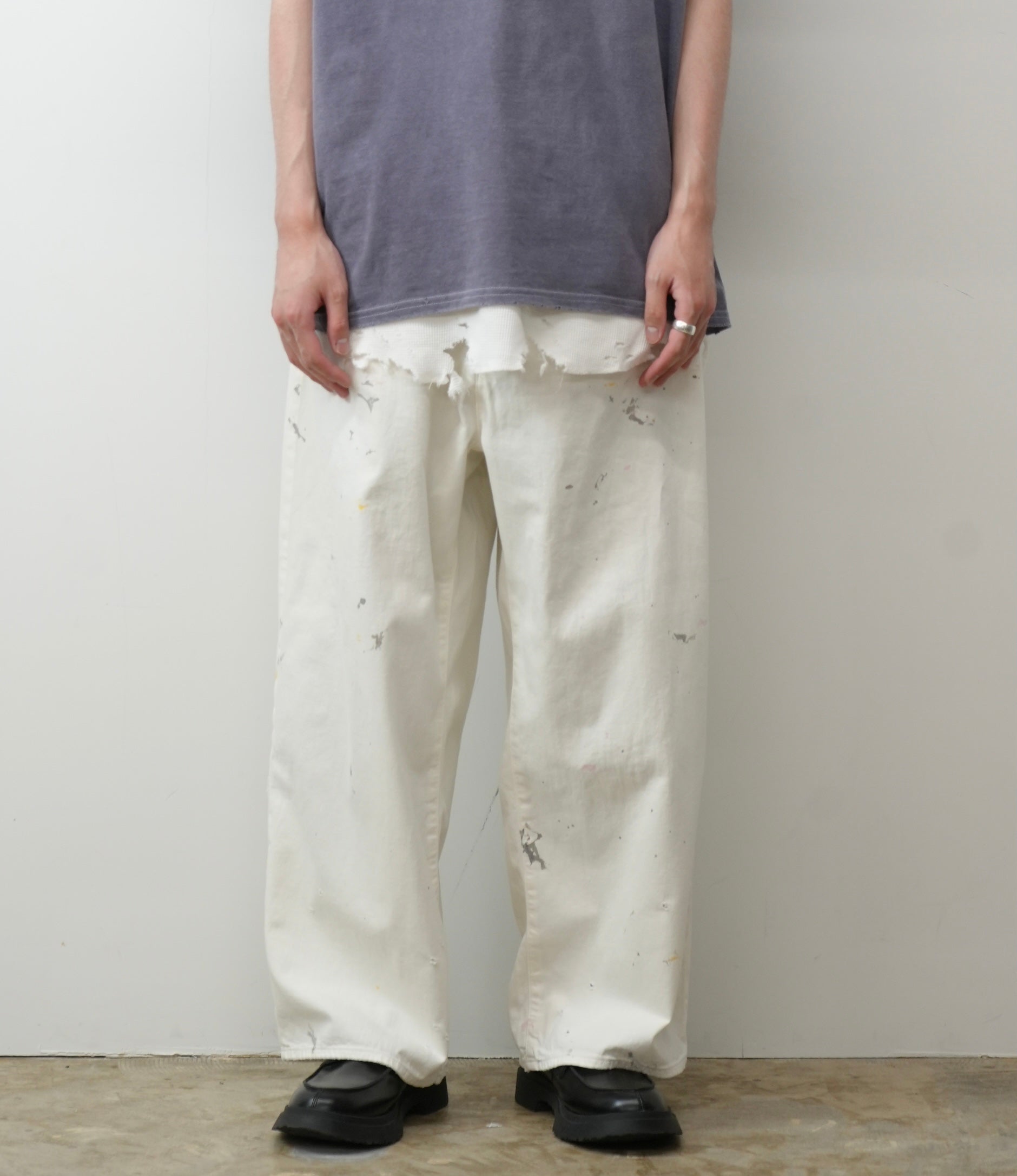 LIGHT OZ WIDE STRAIGHT DENIM PANTS(WHITE)