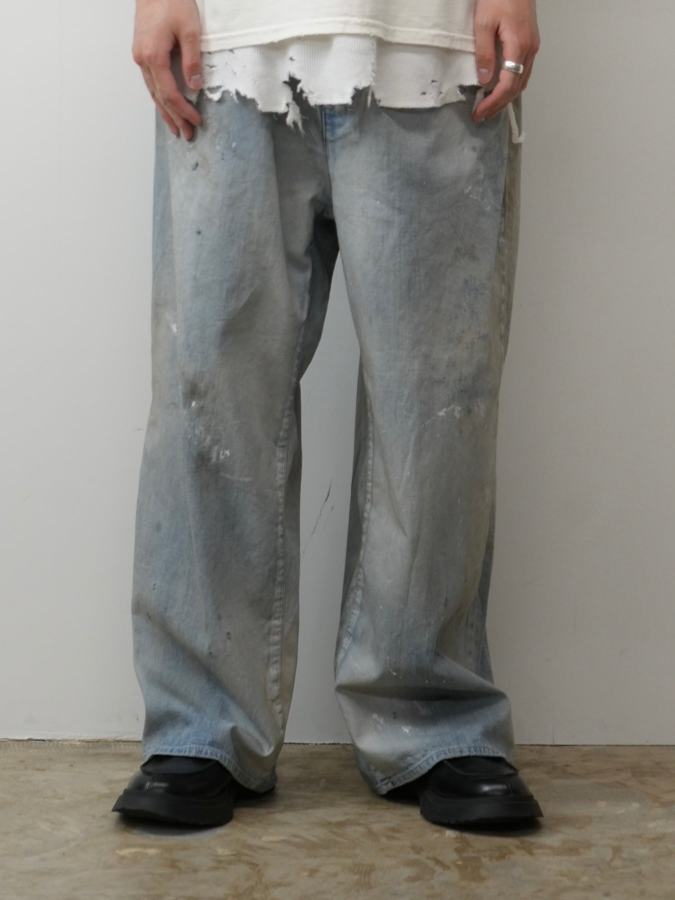 LIGHT OZ WIDE STRAIGHT DENIM PANTS(INDIGO)